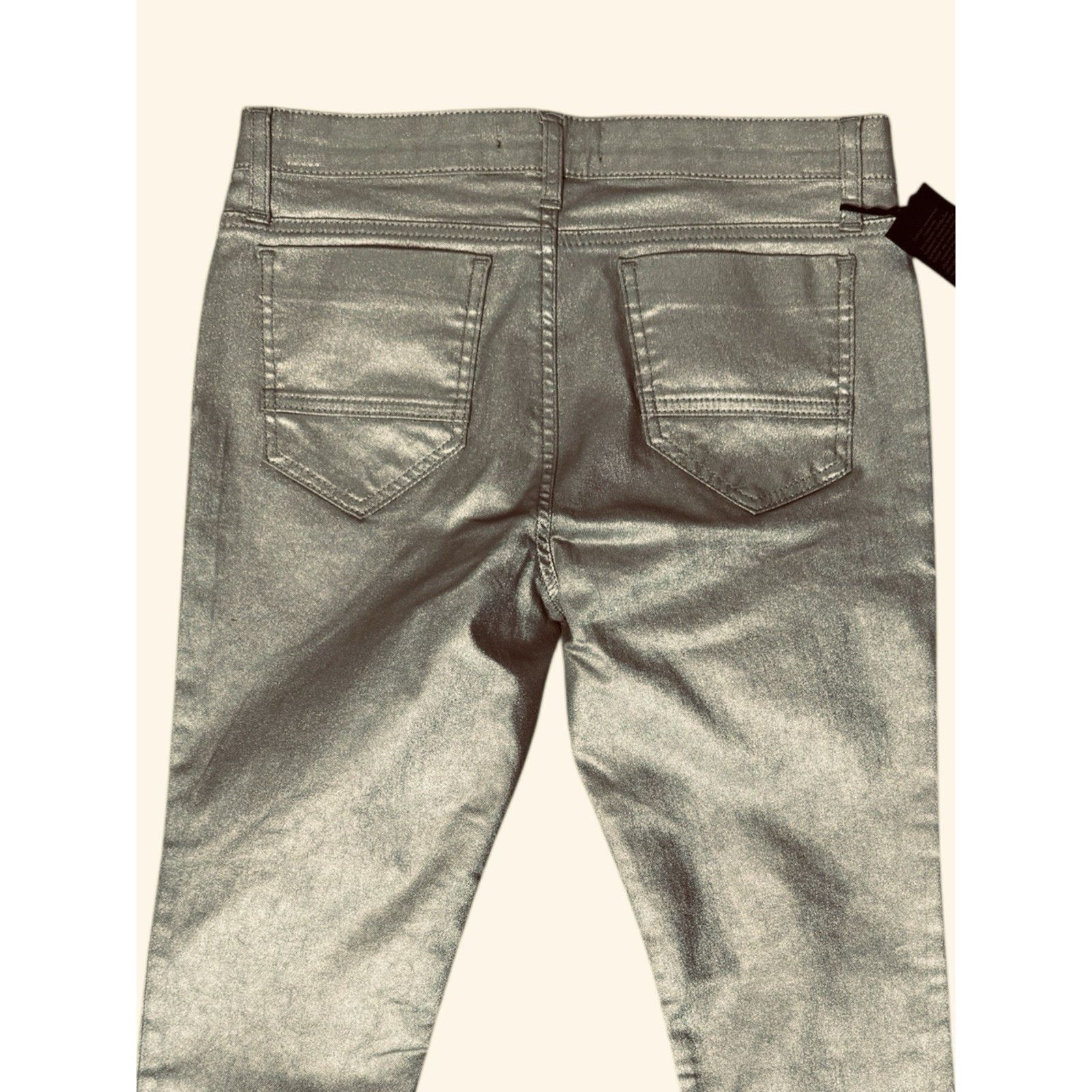 TWINSET Twinset NEW Gold Metallic Skinny Pants Size 27 Size 27" / US 4 / IT 40 - 6 Thumbnail