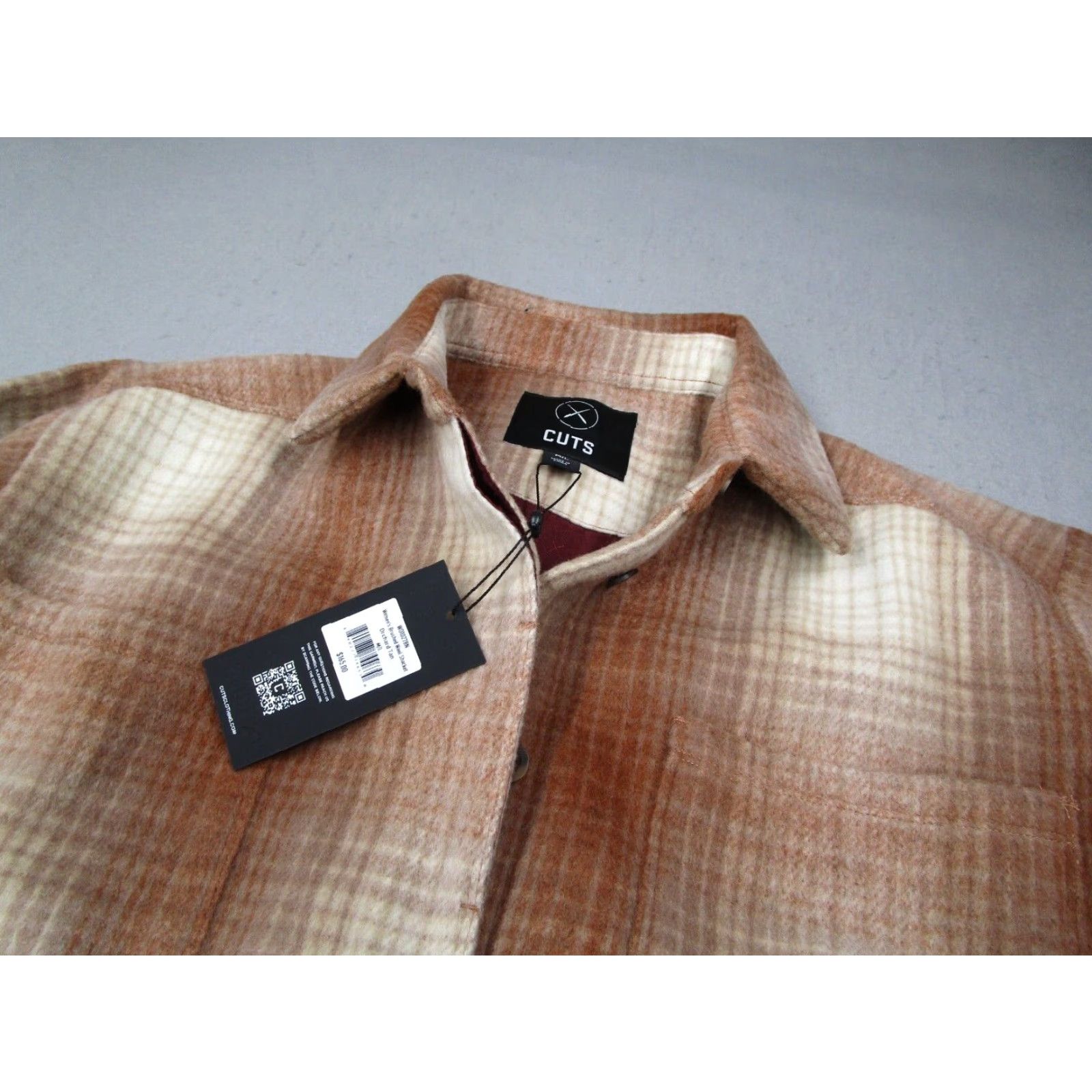 Cuts Cuts Women Medium Beige Brushed Wool Button Up Shacket Pockets - Tweed Wool Shacket Casual Workwear Fall Winter Spring Short Sleeve? Size M / US 6-8 / IT 42-44 - 2 Thumbnail