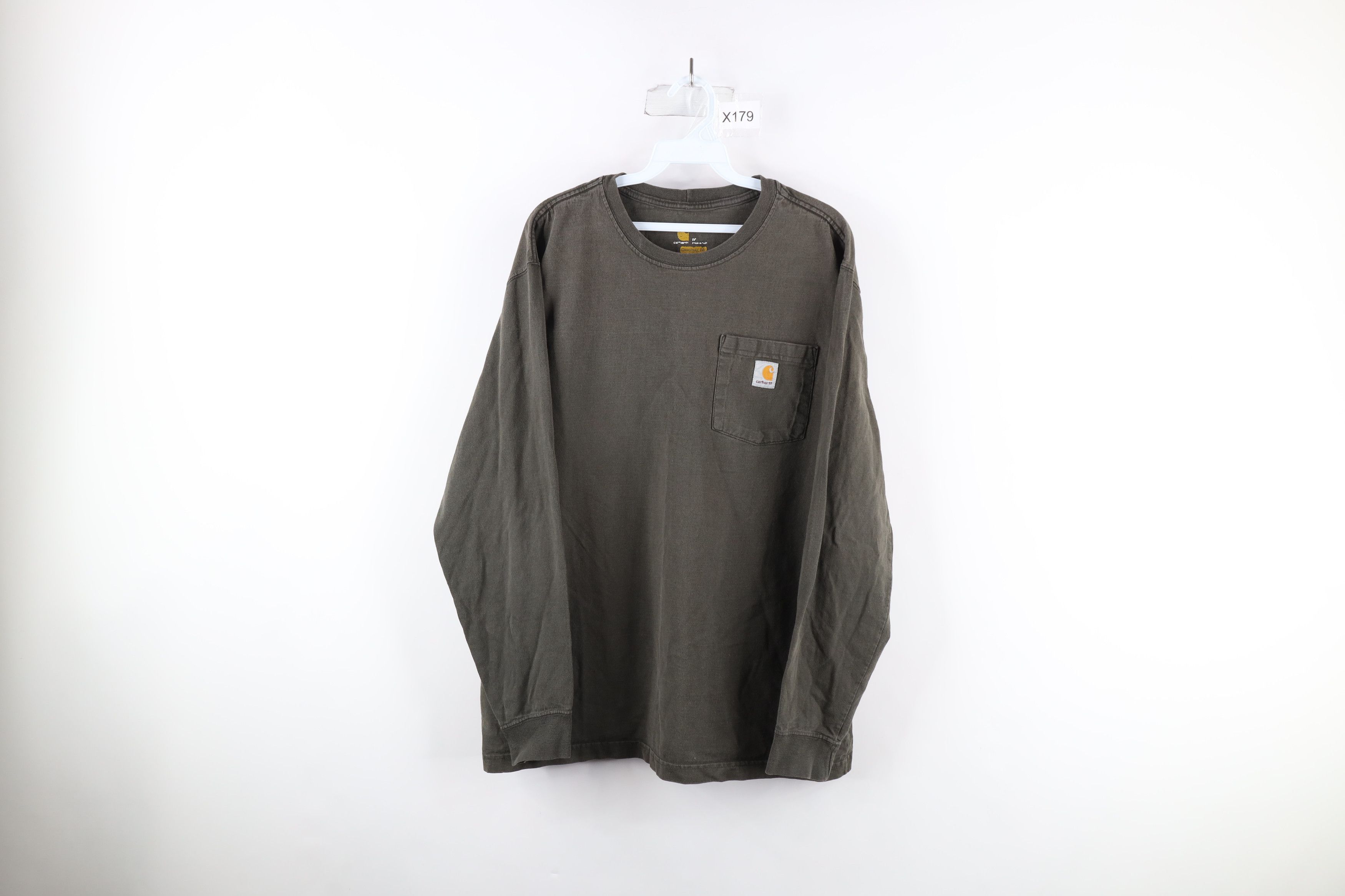 Carhartt Vintage Carhartt Spell Out Long Sleeve Pocket T-Shirt Green Size US M / EU 48-50 / 2 - 1 Thumbnail