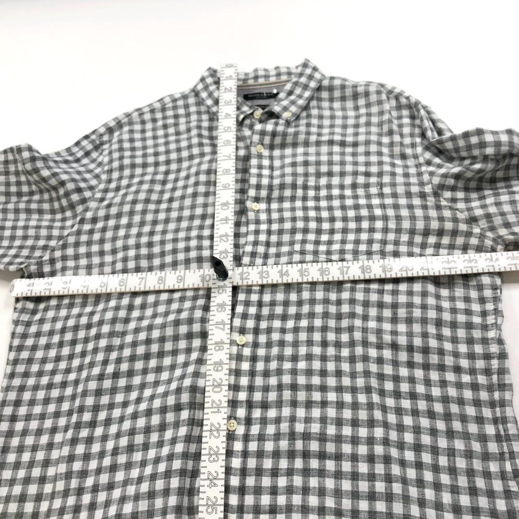 Banana Republic Banana Republic Camden Fit XL 18/38 100% Linen LS Check Casual Shirt Gray PLS RE Size US XL / EU 56 / 4 - 7 Thumbnail