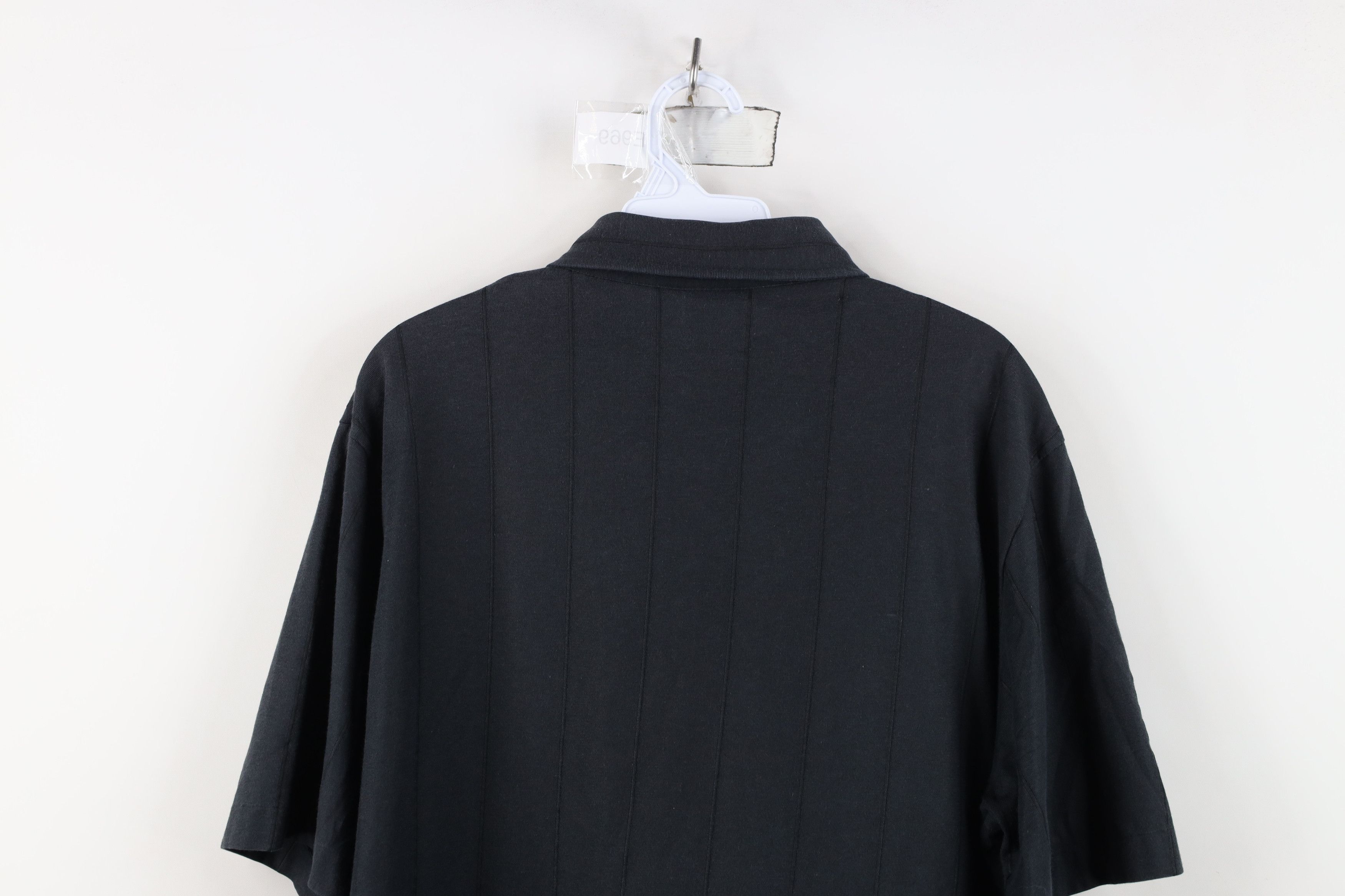 Vintage Vintage 90s Streetwear Striped Knit Golf Polo Shirt Black Size US XL / EU 56 / 4 - 12 Thumbnail