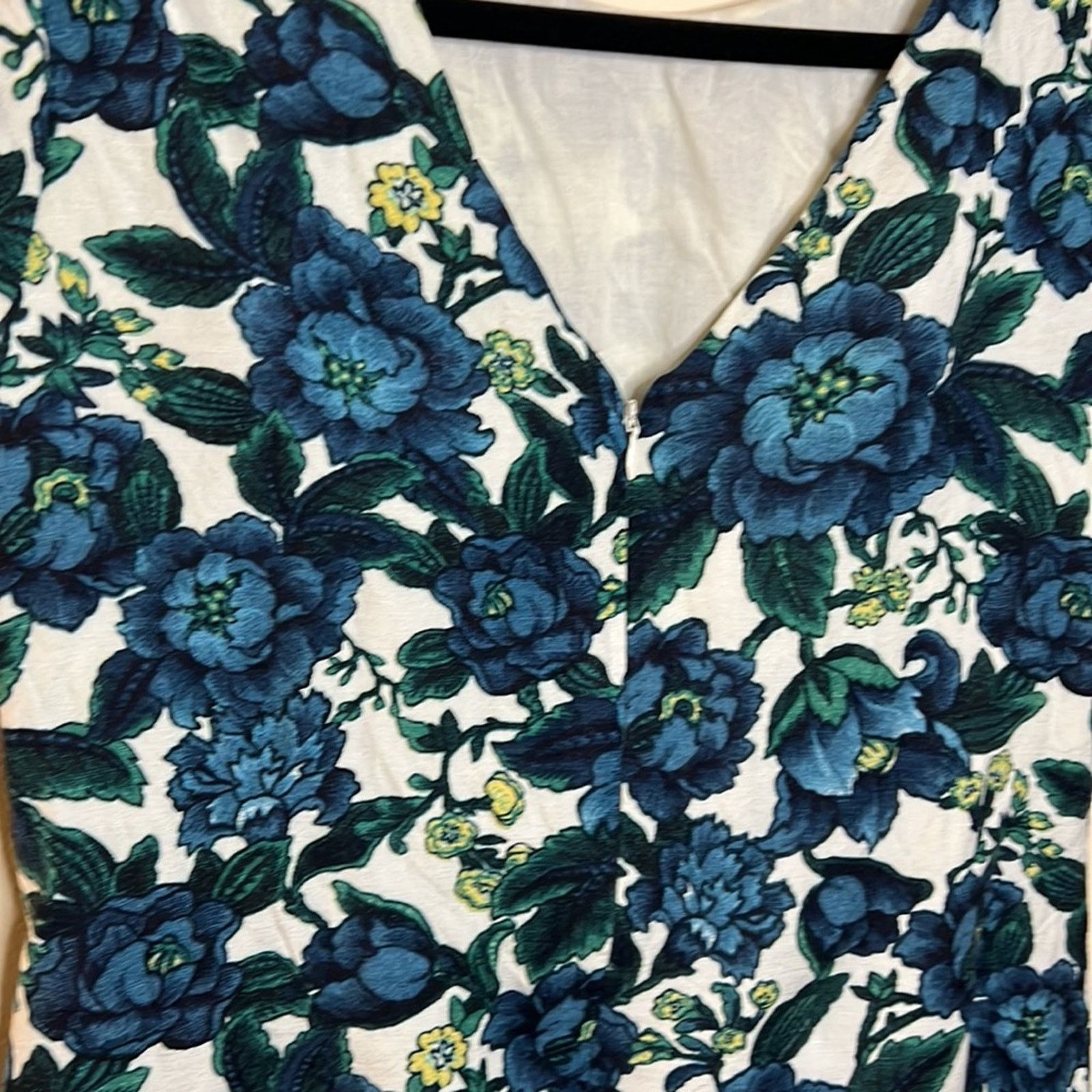 Loft LOFT Blue Floral Linen Blend Shift Dress Size 0 Size XS / US 0-2 / IT 36-38 - 6 Thumbnail