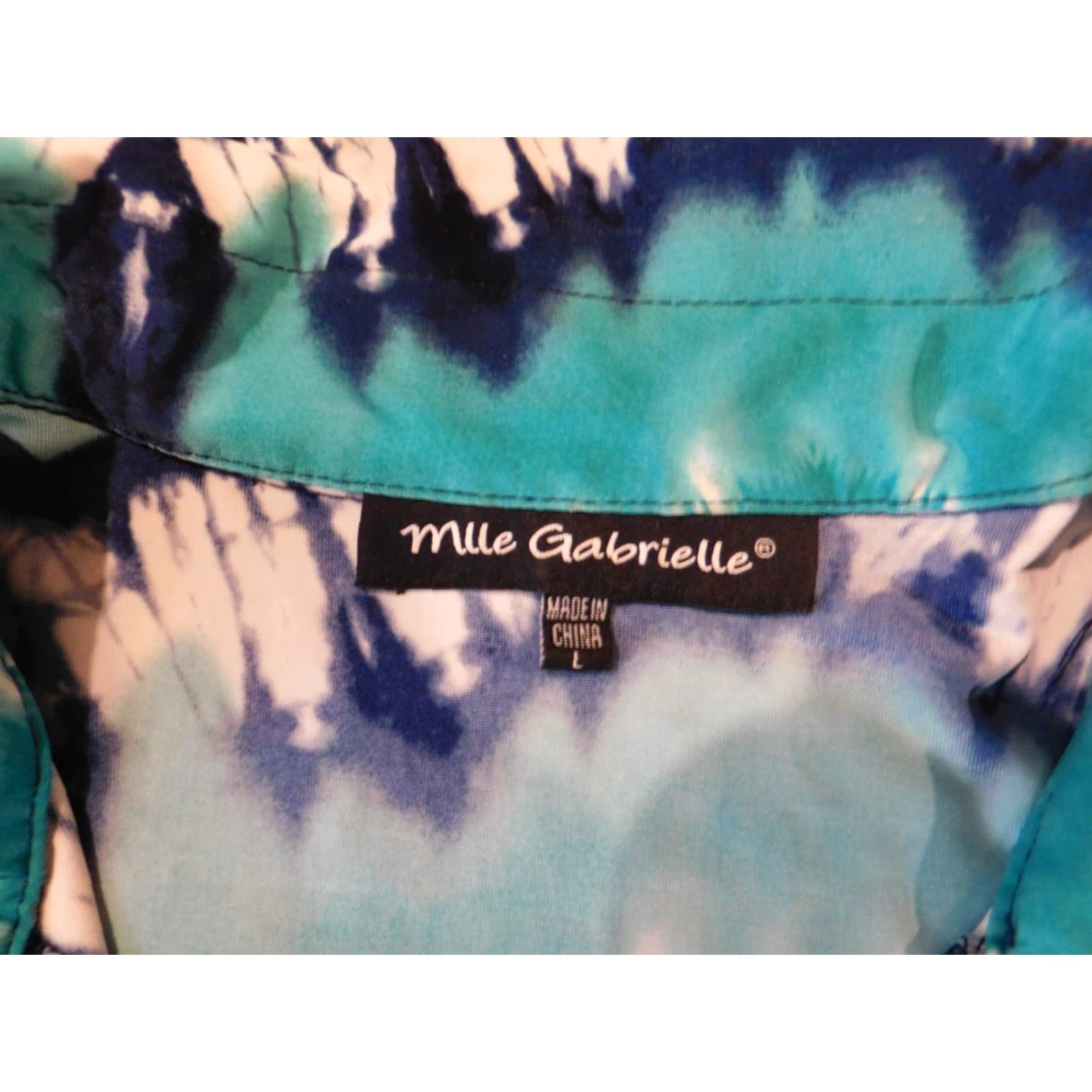 Vintage Mlle Gabrielle Dress Womens Large Blue Striped Midi Stretch Button A-Line Short Sleeve Crew Neck Size L / US 10 / IT 46 - 6 Thumbnail