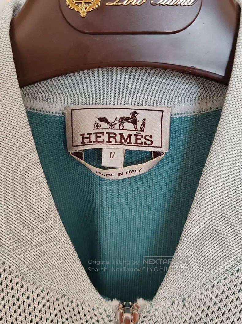 Hermes Hermes Light blue mesh knit with green trim color block ja Size US M / EU 48-50 / 2 - 2 Thumbnail
