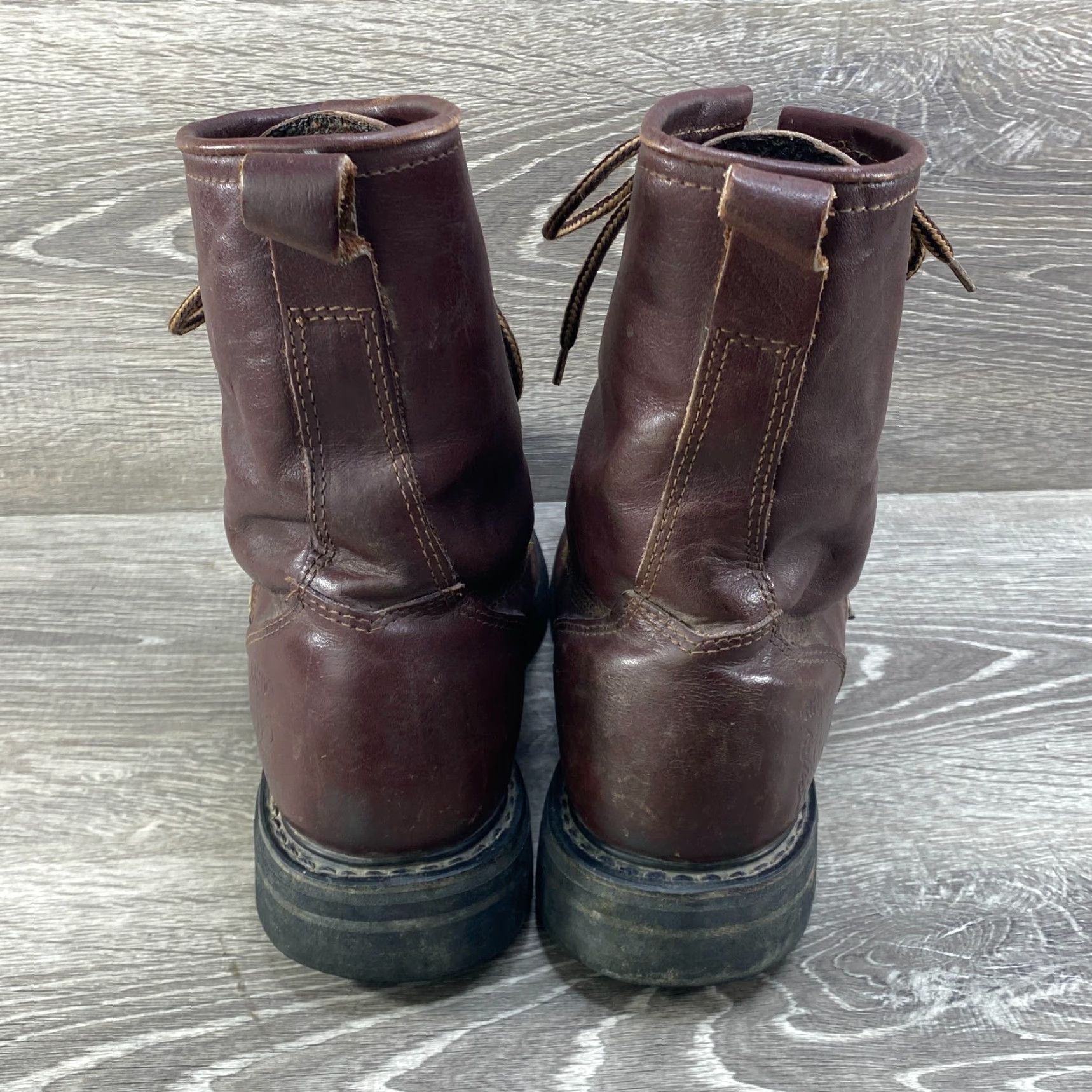 Vintage Rhino Boots Mens 7 Brown Leather Cowboy Western Work Lace Up Logger Kiltie - Vintage Boots Mens Western/Work Brown Leather Size US 7 / EU 40 - 6 Thumbnail