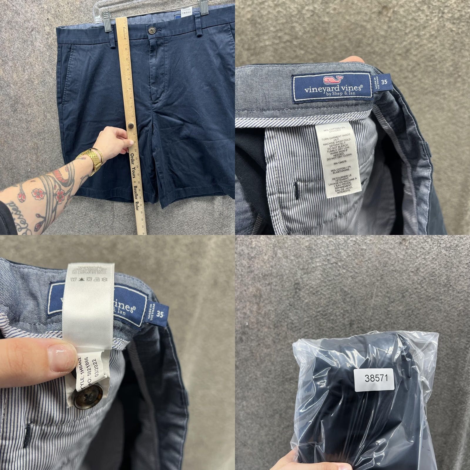 Vineyard Vines Vineyard Vines Shorts Mens 35 Navy Stretch Chino Flat Front Casual Size US 35 - 8 Thumbnail