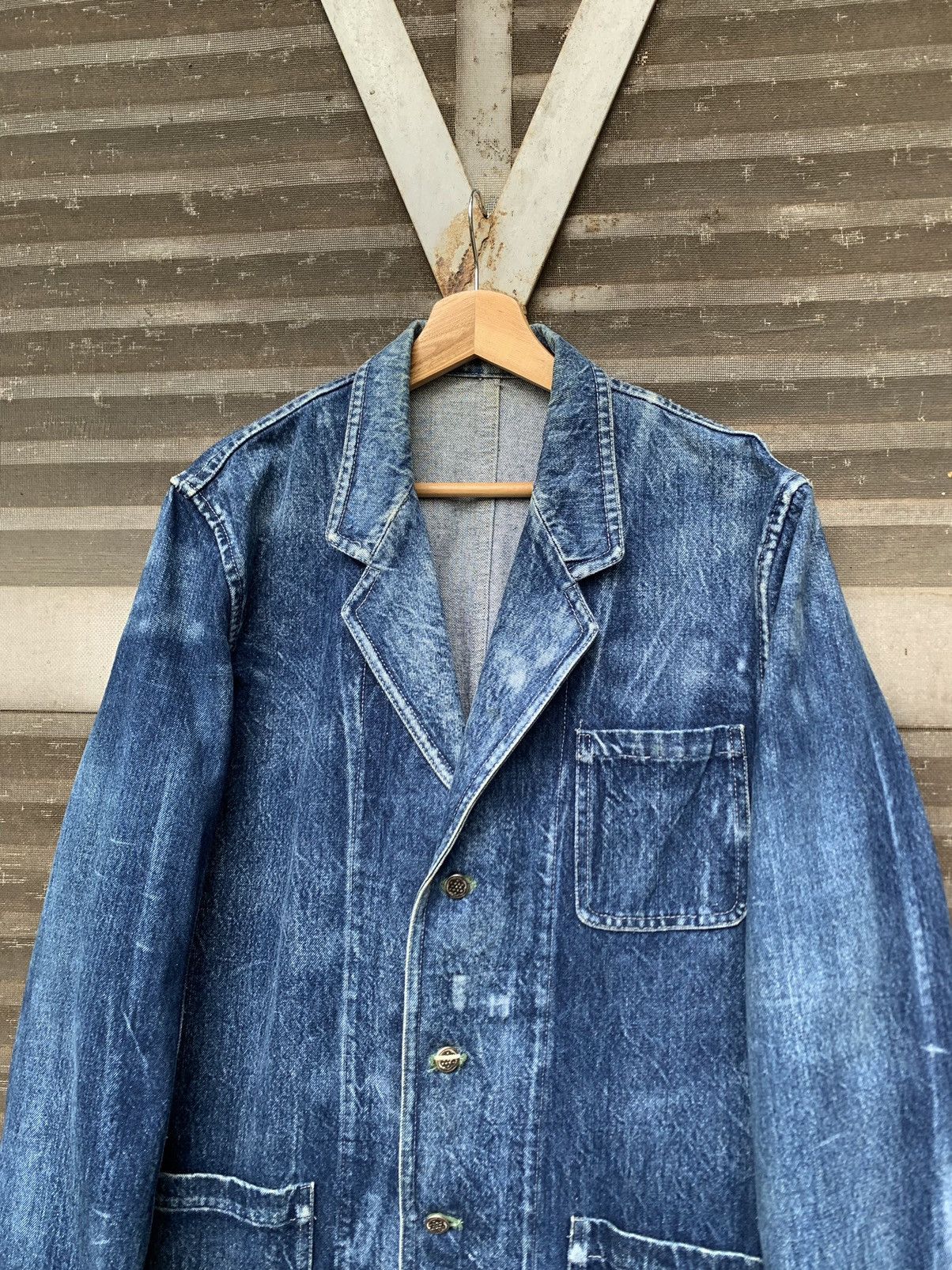 Yohji Yamamoto 👹VINTAGE YOHJI YAMAMOTO DENIM BLAZER JACKET Size US M / EU 48-50 / 2 - 10 Thumbnail