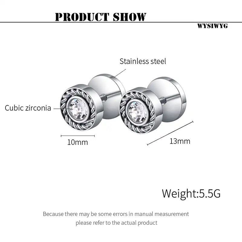 Jewelry all-match simple stainless steel Earrings round zircon Size ONE SIZE - 3 Thumbnail
