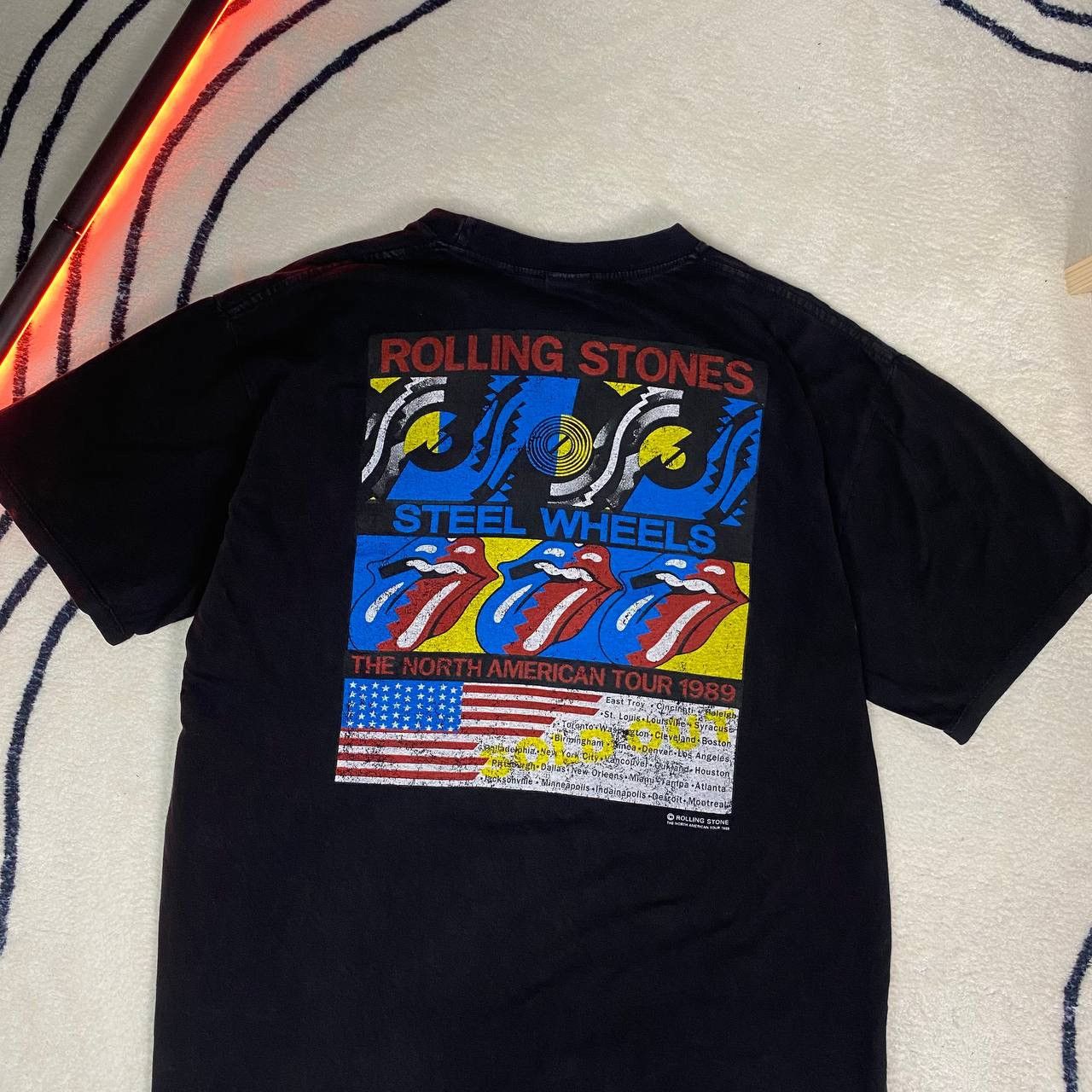 Band Tees × The Rolling Stones × Vintage 💥VINTAGE💥 The Rolling Stones 1989 american flag Tour Merch Size US XL / EU 56 / 4 - 8 Thumbnail