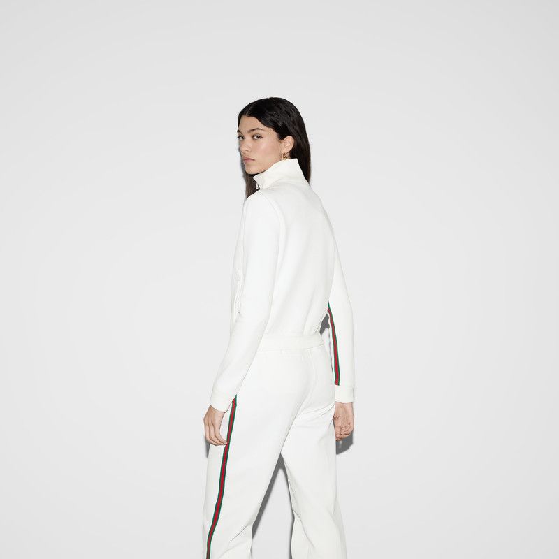 Gucci o1la5ras0526 Jersey Drill Jacket With Web in White Size XS / US 0-2 / IT 36-38 - 5 Thumbnail