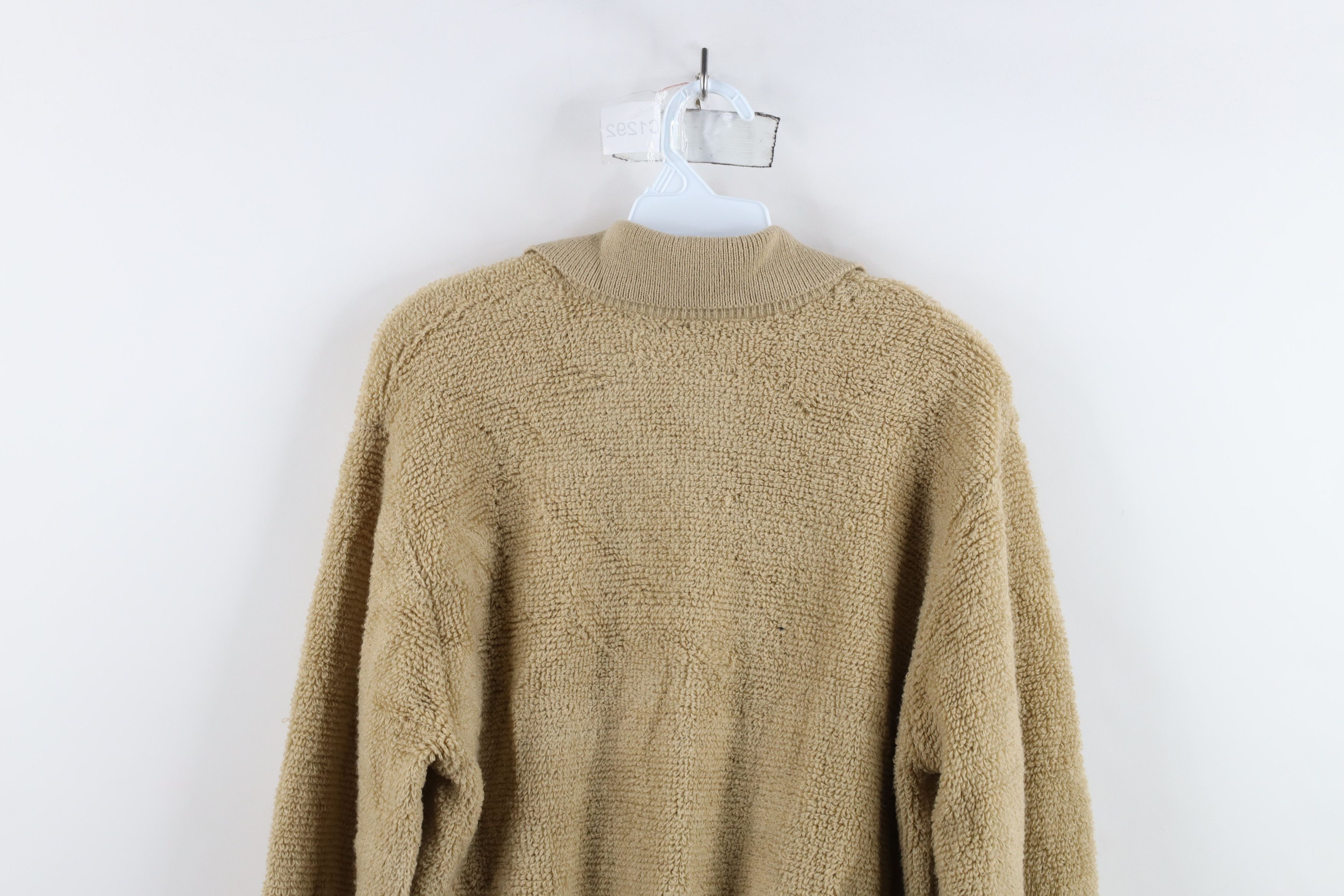Vintage Vintage 70s Streetwear Terry Cloth Collared Sweater Beige Size US L / EU 52-54 / 3 - 10 Thumbnail