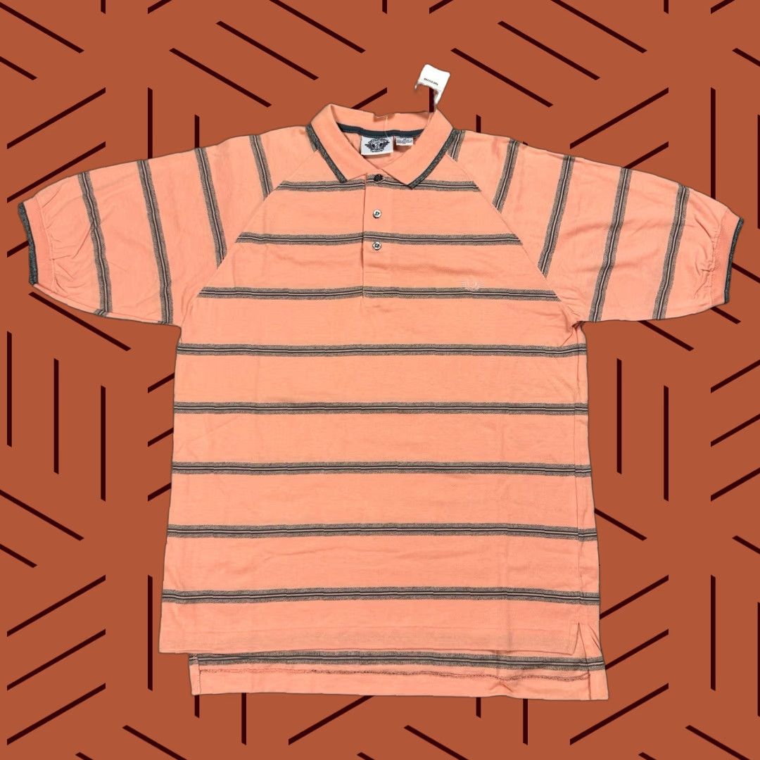 Dockers VINTAGE DOCKERS BY LEVIS 90s COLLARED POLO SHIRT MENS MEDIUM CORAL PINK STRIPED RETRO Size US M / EU 48-50 / 2 - 1 Thumbnail