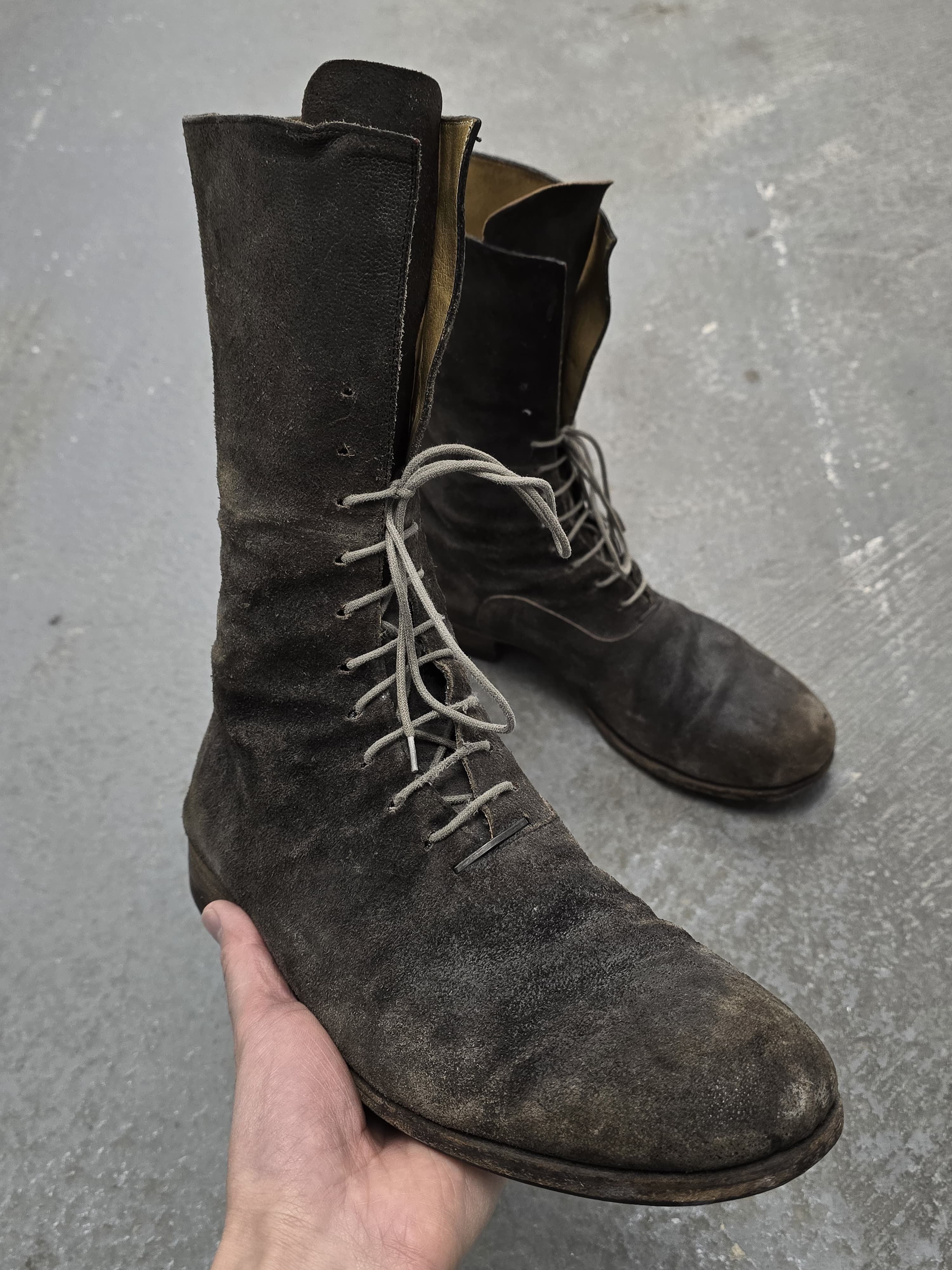 Ma+ M.A+ Tall Lace-up Reverse Cow Leather Gothic Boots Size US 9 / EU 42 - 2 Thumbnail