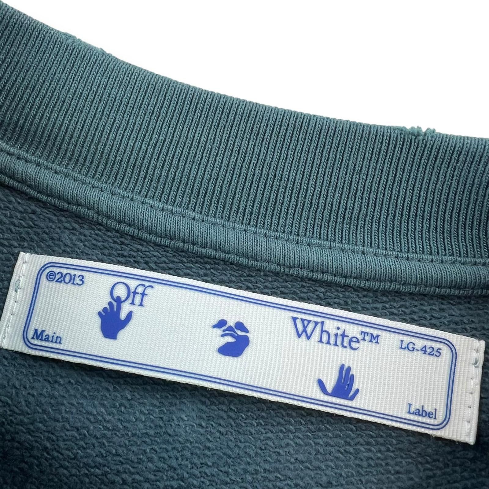 Off-White Off-White Hand Print Distressed Teal Sweatshirt Size US XS / EU 42 / 0 - 7 Thumbnail