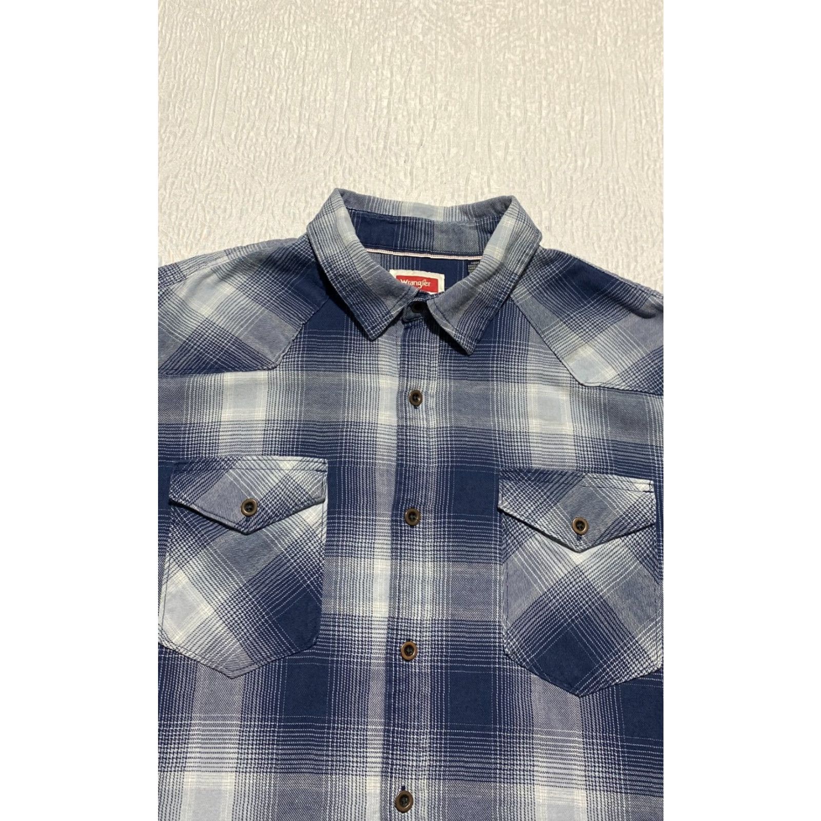 Wrangler Wrangler Shirt Mens XL Blue Plaid Casual Western Cowboy Long Sleeve Shirts Button-Up Pocketed Size US XL / EU 56 / 4 - 3 Thumbnail