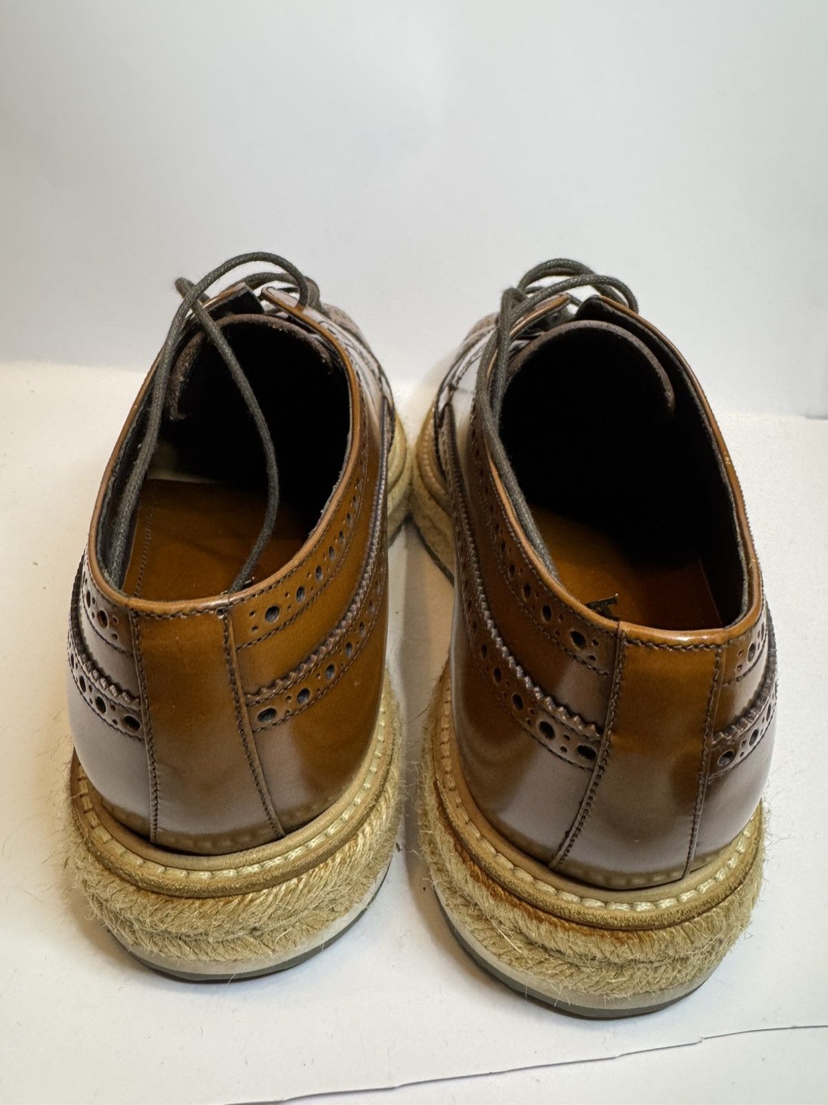 Prada Prada Levitate Espadrille Wingtip Brogues - Cognac Leather- Size US 9.5 / EU 42-43 - 12 Thumbnail