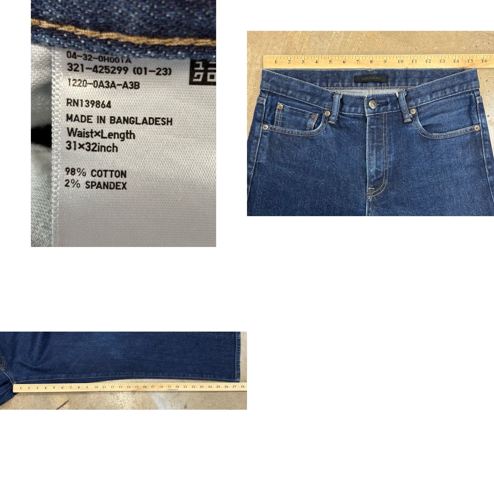 Uniqlo Uniqlo Jeans Mens 31x32 31x28 Blue Denim Straight Slim Fit Stretch City Hipster USA Jeans Men Slim Standard Regular Size 31 Blue Size US 31 - 8 Thumbnail