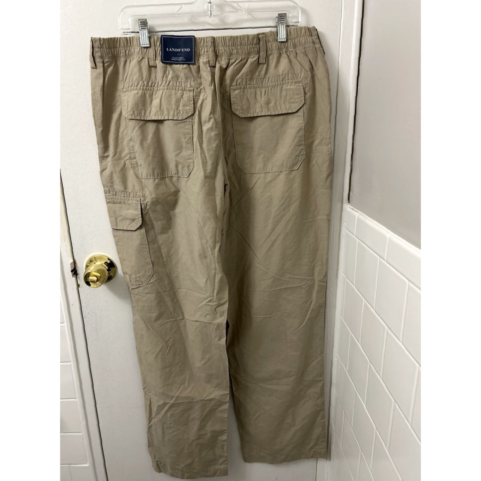 Lands' End Lands' End Pants Mens 36x32 Tan Khaki Cargo Traditional Fit Zipper Button Pockets Straight Leg Beig Size US 36 / EU 52 - 6 Thumbnail