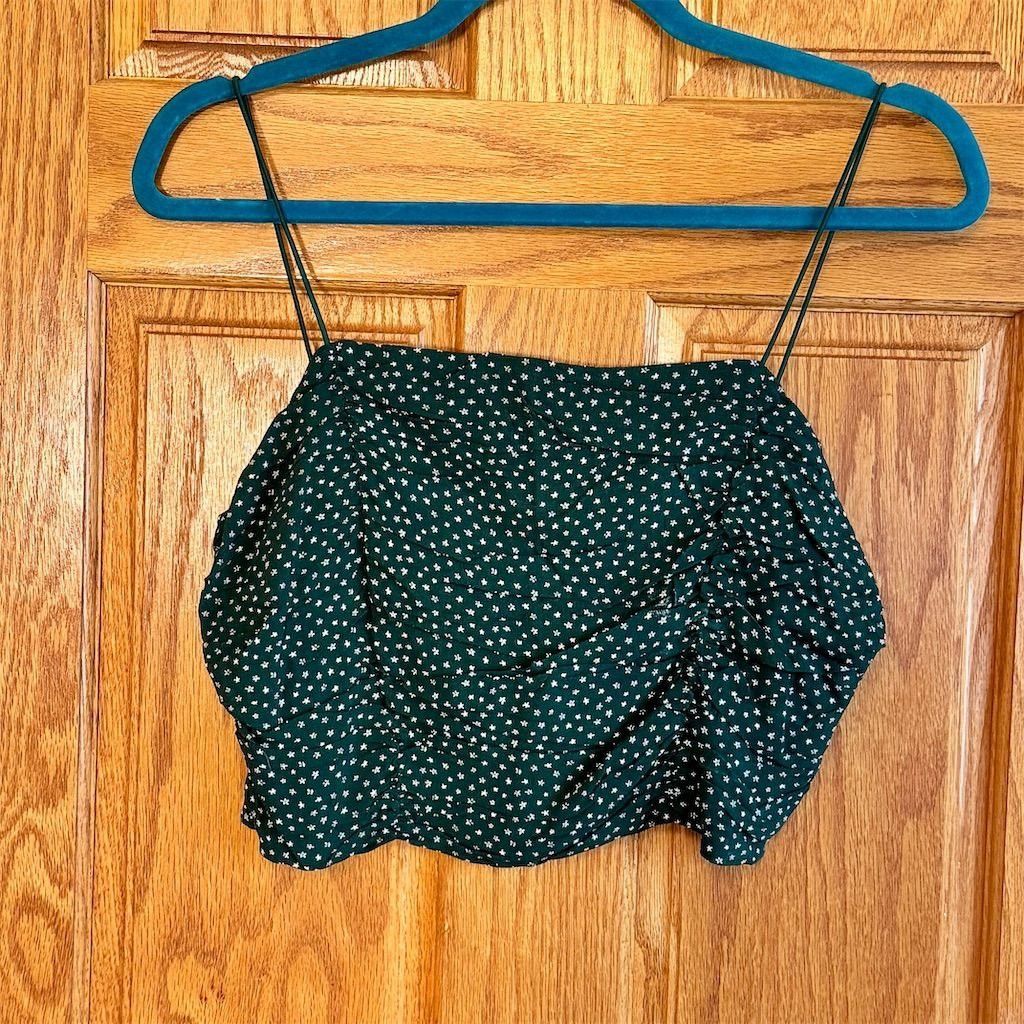 Other NWT La Hearts Women's M Green Floral Cropped Tank Top Spagh Size M / US 6-8 / IT 42-44 - 1 Thumbnail