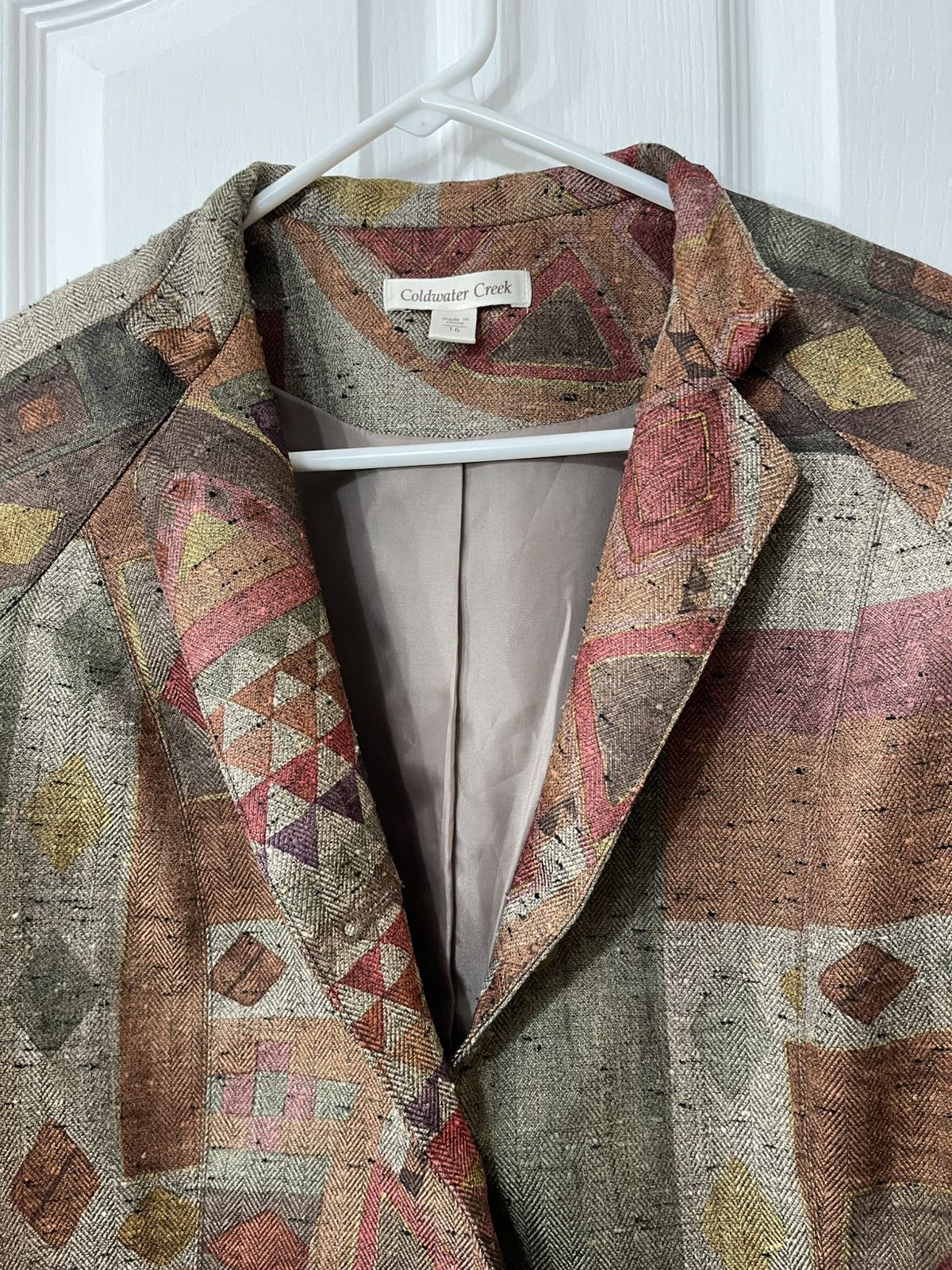 Vintage Coldwater Creek Blazer Artistic Patchwork Design Size XXL / US 16-18 / IT 52-54 - 3 Thumbnail