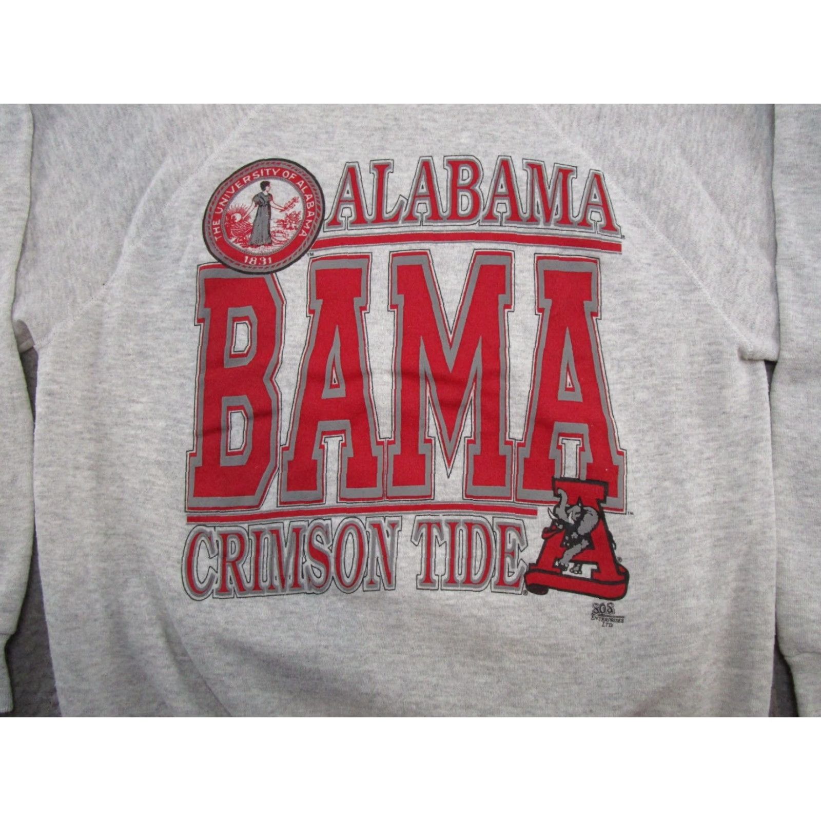 Tultex VINTAGE Tultex Alabama Crimson Tide Sweatshirt Raglan Sleeve Crew Neck Long Sleeve L Gray 90s Sports All Seasons Hooded Men Size L Shirts, Mens Size US L / EU 52-54 / 3 - 2 Thumbnail