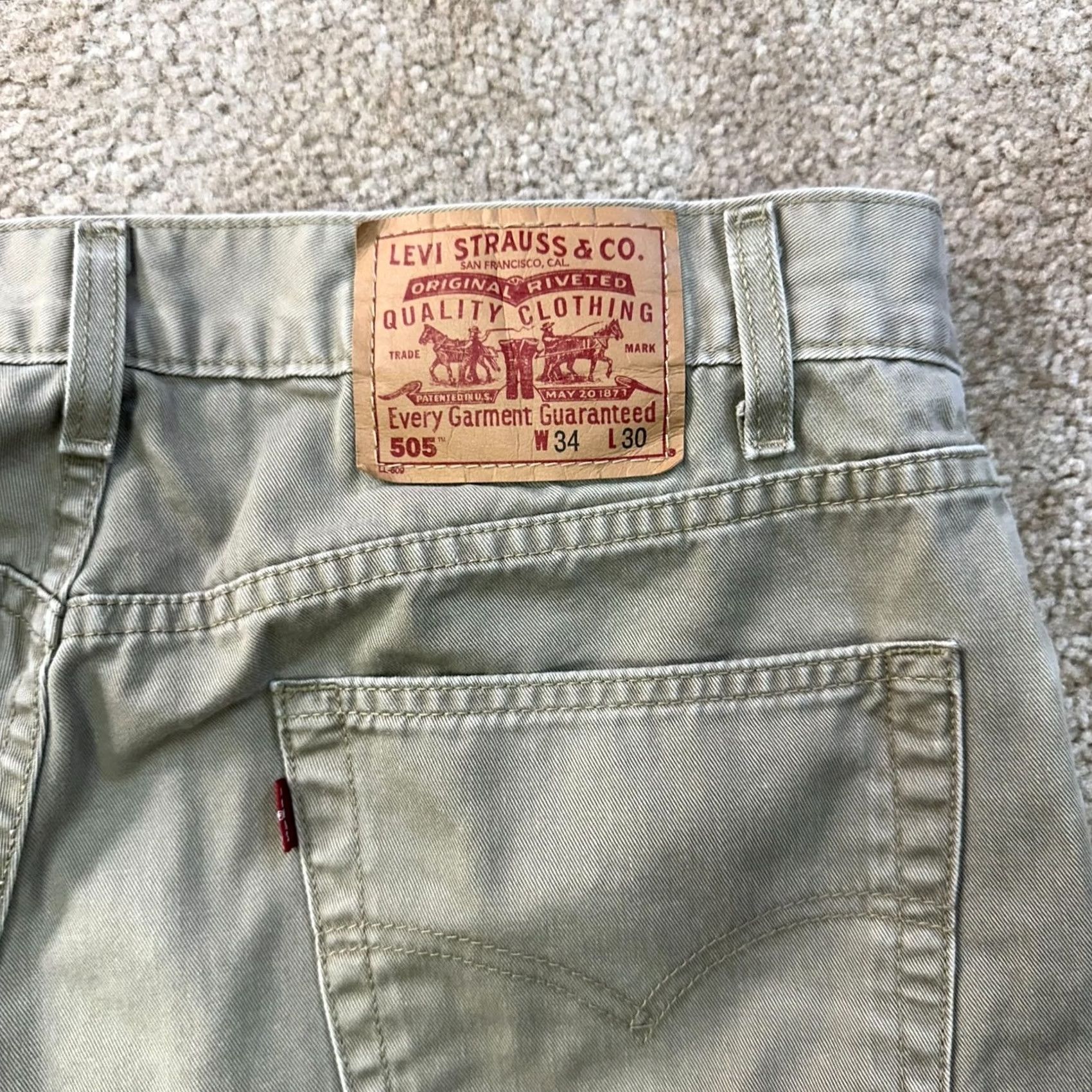 Levi's VINTAGE Levi's 505 Regular Fit Jeans | Men | Beige Denim 34x30 | 5-Pocket Straight Leg | Distressed Navy Y2K Style Size US 34 / EU 50 - 5 Thumbnail