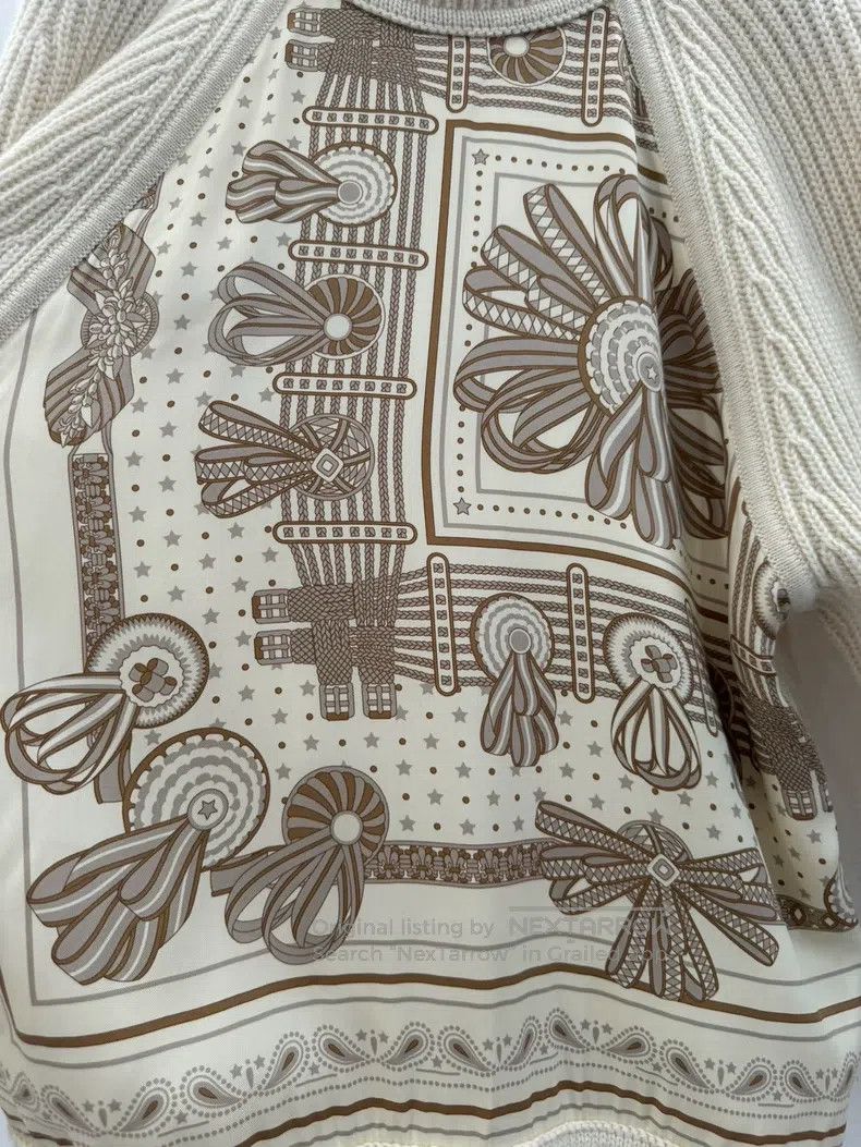 Hermes Hermes Beige Silk and Wool Blend Women's Knitted Sweater Size XS / US 0-2 / IT 36-38 - 3 Thumbnail