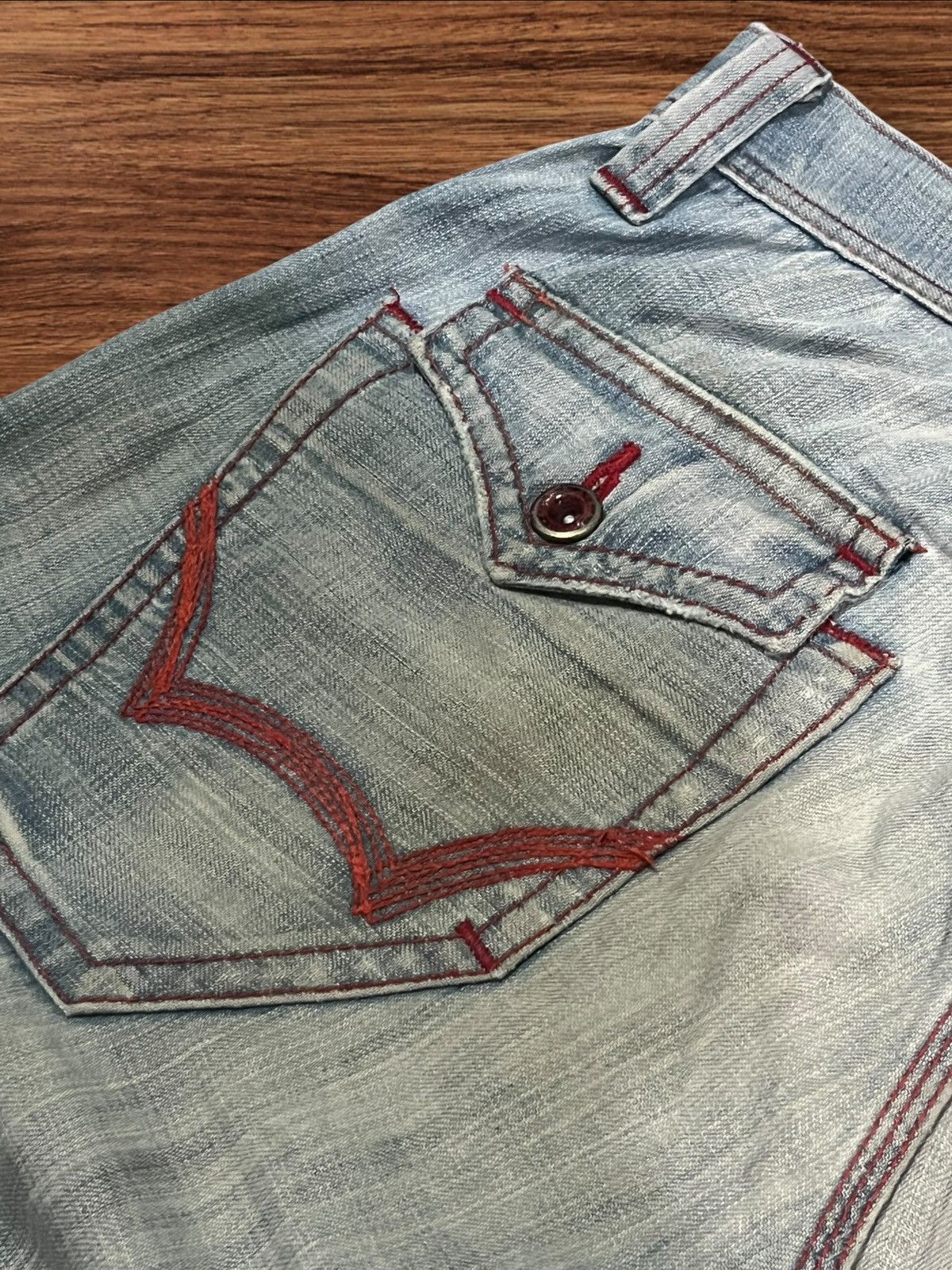45rpm × Edwin × Japanese Brand Vintage Edwin Blue Trip 503 Red Thread Distressed Blue Jeans Size US 32 / EU 48 - 10 Thumbnail