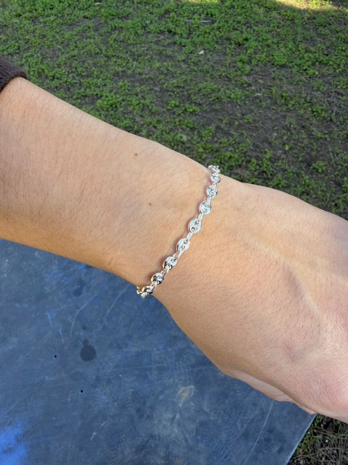 Sterling Silver Silver puffed mariner chain bracelet 7” Size ONE SIZE - 1 Thumbnail