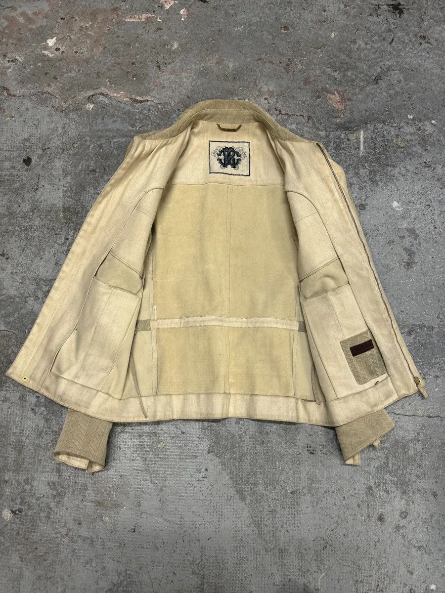 Roberto Cavalli Roberto Cavalli Beige Lines Suede Leather Jacket Size US M / EU 48-50 / 2 - 11 Thumbnail