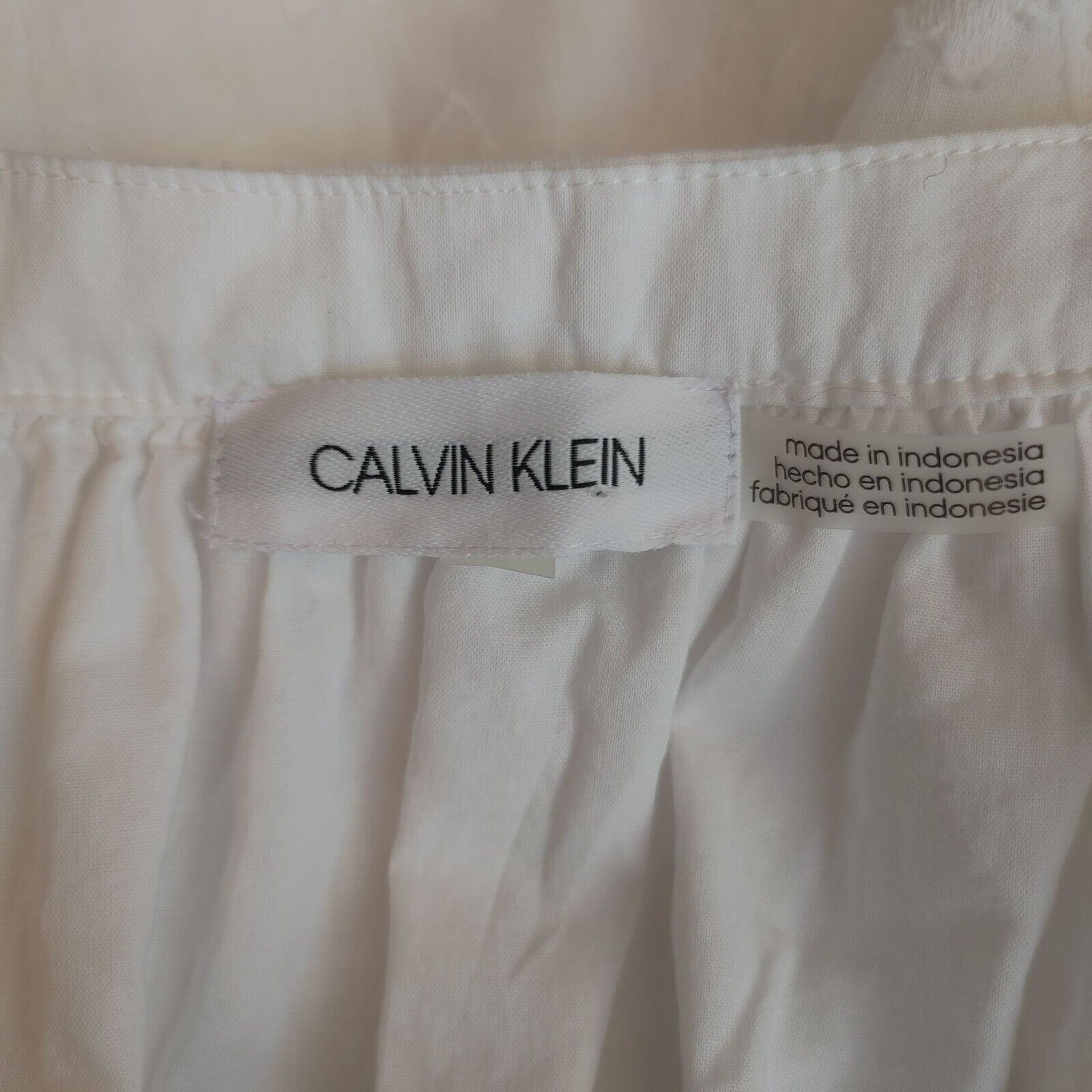 Calvin Klein Calvin Klein Women's White Square Neck Long Sleeve Sheer Top Size M / US 6-8 / IT 42-44 - 3 Thumbnail