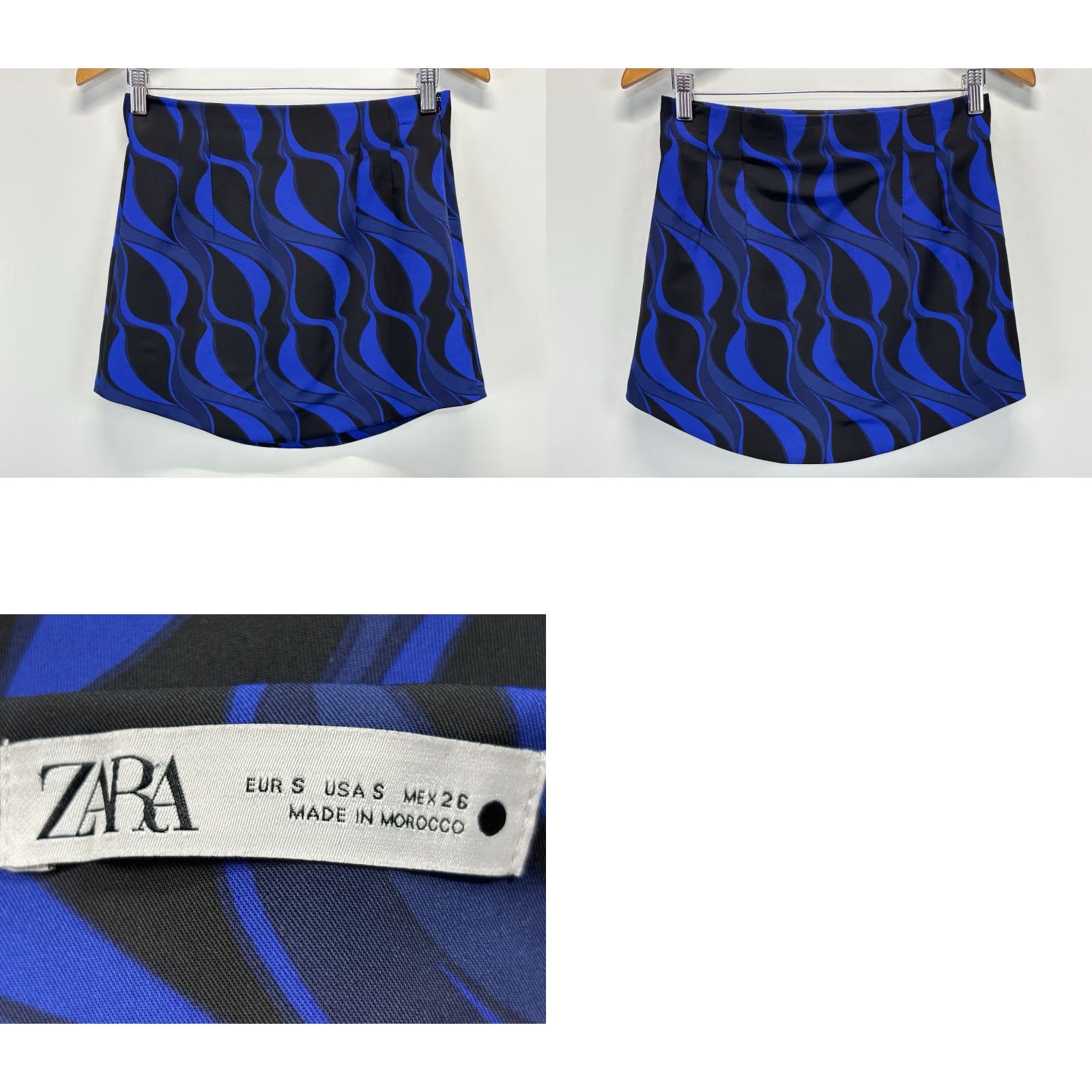 Zara VINTAGE Zara 2 Pc Co-ord Outfit Set Small Women’s Crop Top Mini Skirt Blue Black Retro Geometric Size S / US 4 / IT 40 - 8 Thumbnail
