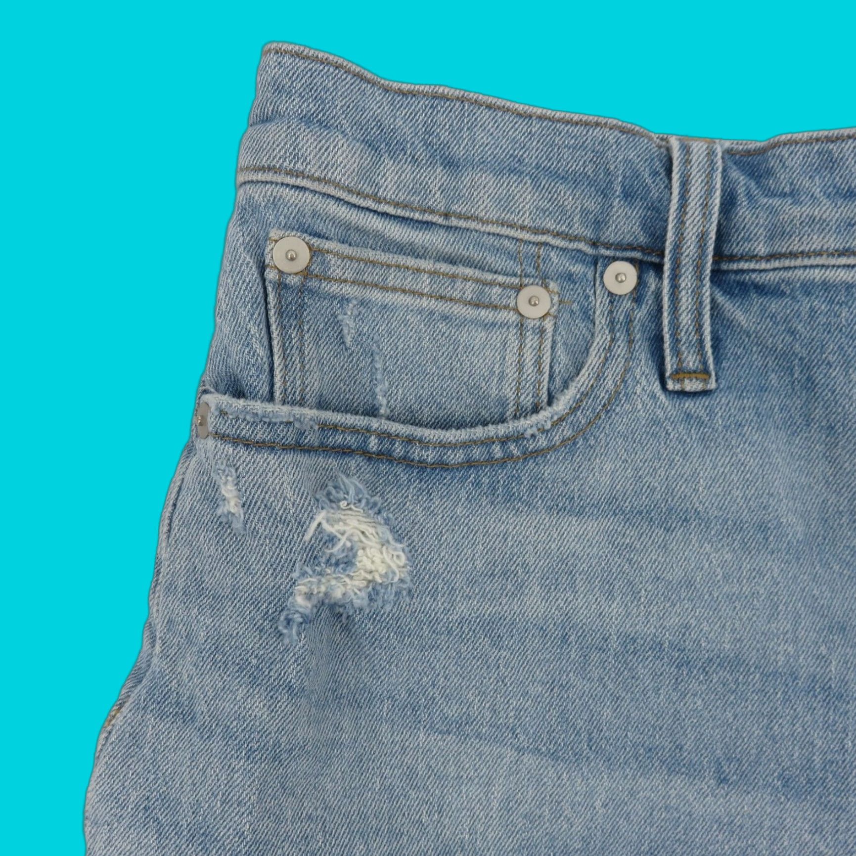 Madewell VINTAGE Madewell The Perfect Jean Short Women 30 Denim Blue 5-Pocket Pockets Distressed Raw Hem Casual Summer Spring Size 30" / US 8 / IT 44 - 1 Thumbnail