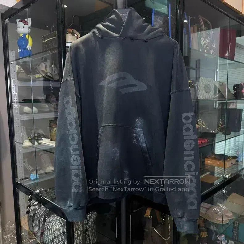 Balenciaga Balenciaga 3B Splashed Ink Washed Hooded Sweatshirt Size US M / EU 48-50 / 2 - 1 Thumbnail