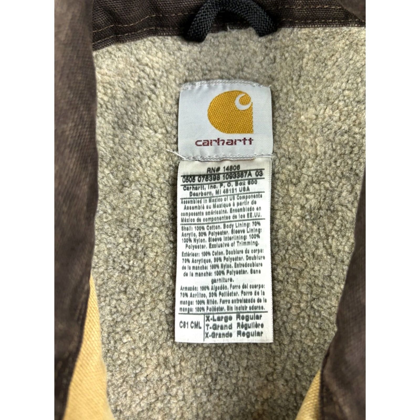 Carhartt Carhartt Jacket Mens XL Sandstone Ridge Canvas Bomber Zip Sherpa Lined Brown C61 CML Size US XL / EU 56 / 4 - 4 Thumbnail