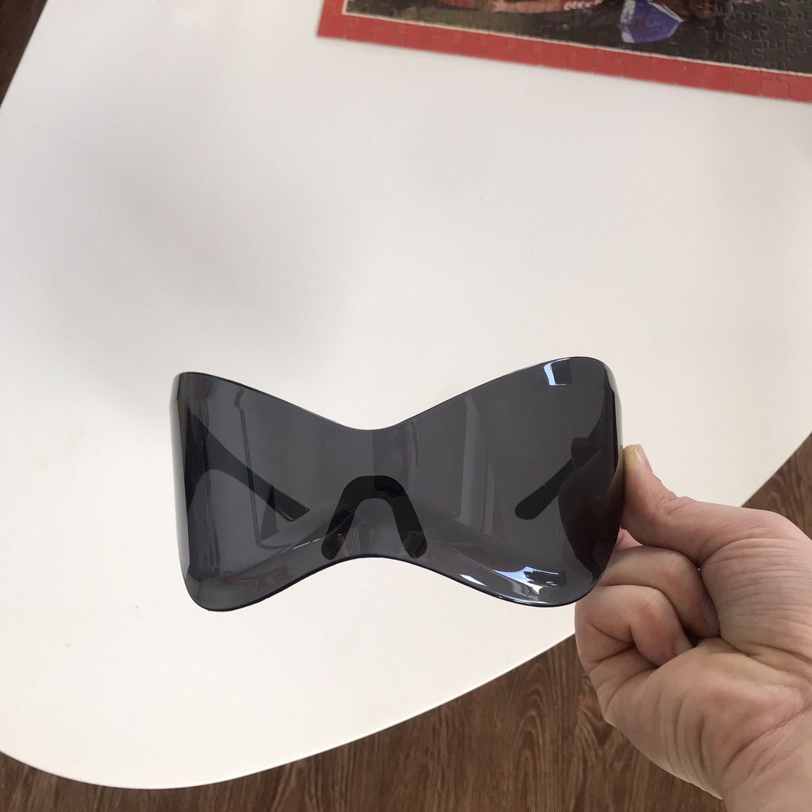 Japanese Brand Y2K Oversized Black Masked Sunglasses Size ONE SIZE - 4 Thumbnail