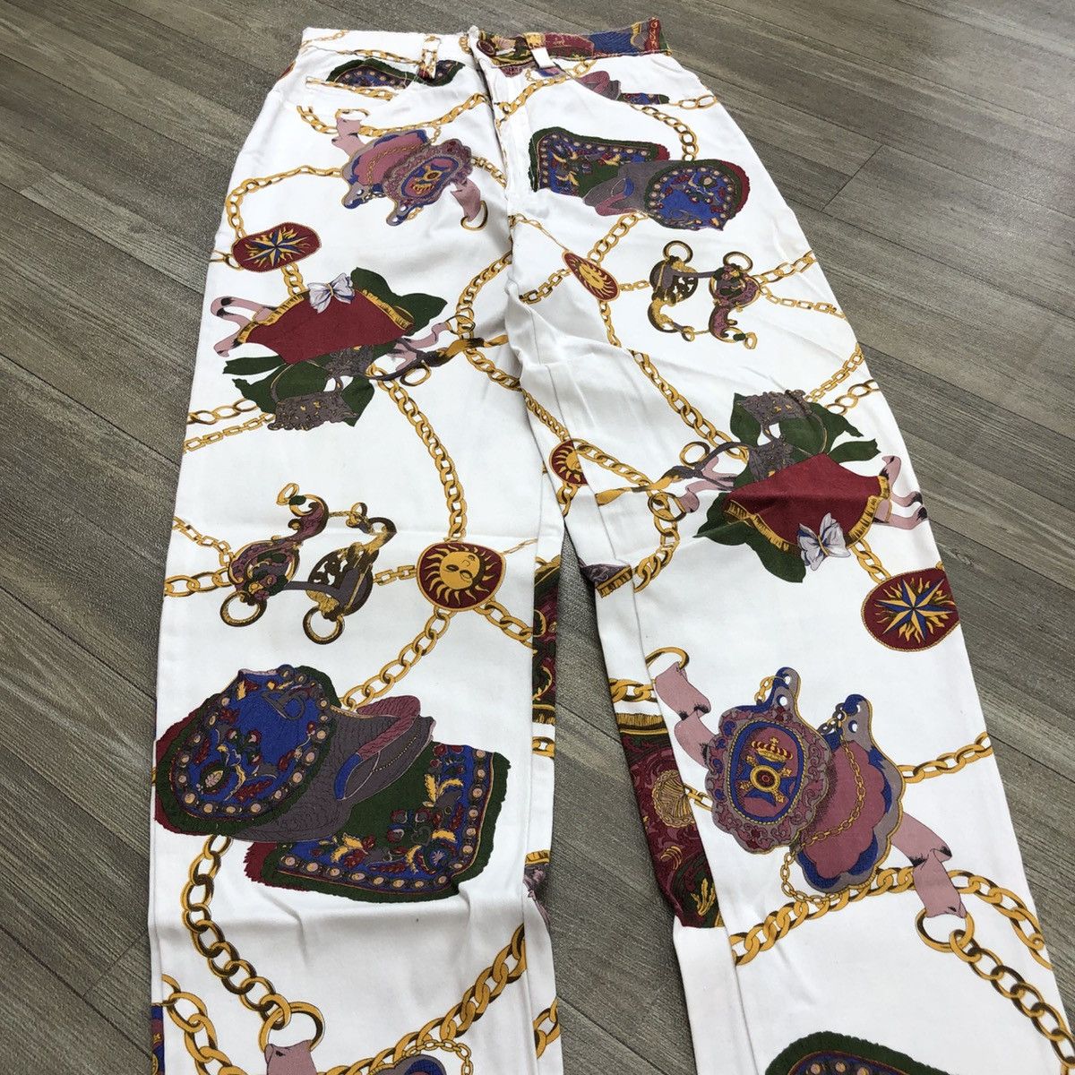 Vintage Crazy Vintage 90s Chain Bondage Fullprint Vescae Style Jeans Size 24" / US 00 / IT 34 - 3 Thumbnail