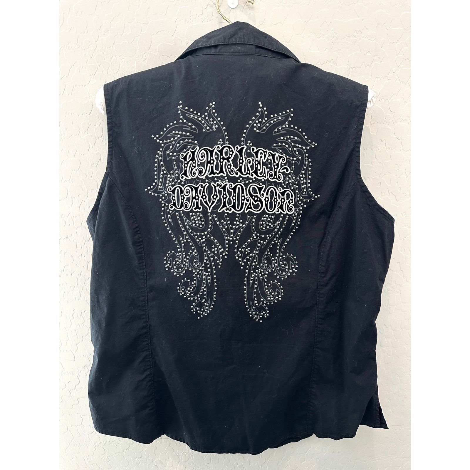 Harley Davidson HARLEY DAVIDSON Sleeveless Shirt Black Studded Large Size L / US 10 / IT 46 - 3 Thumbnail