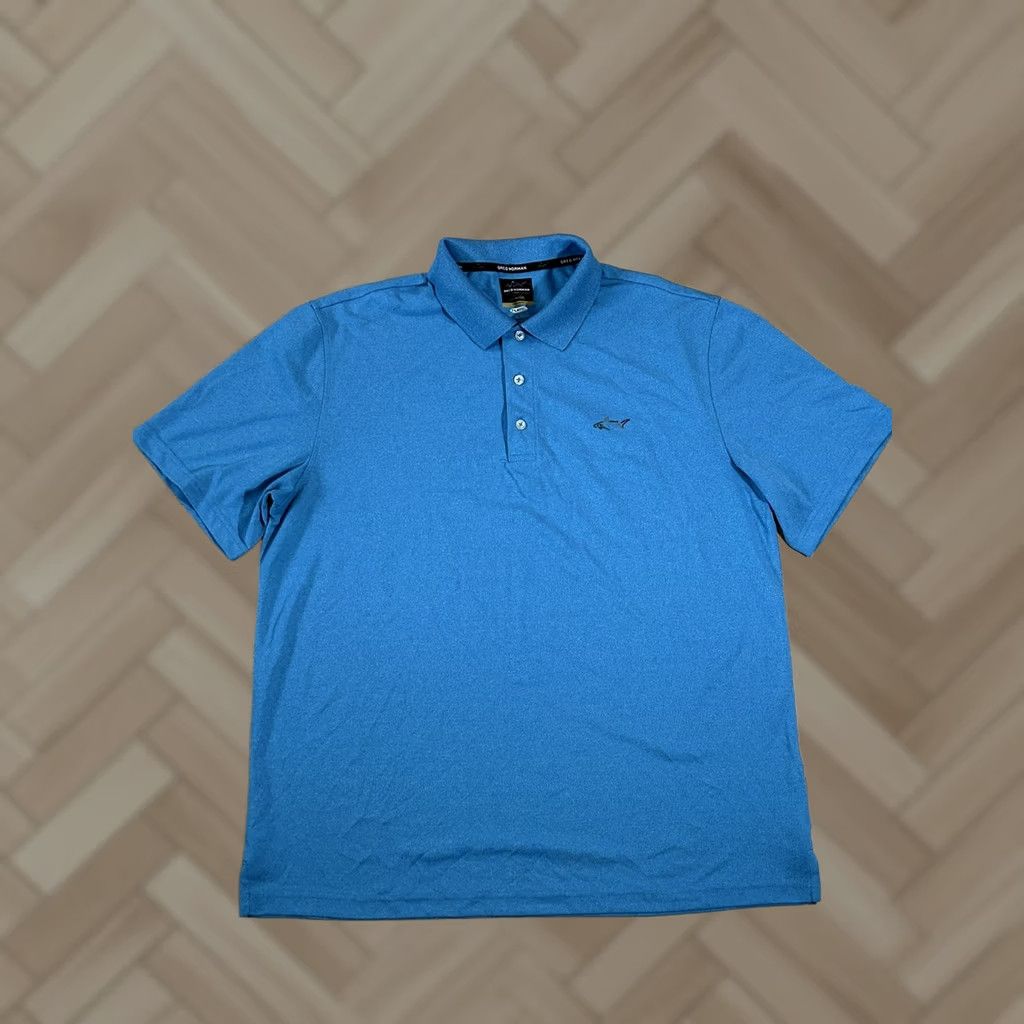 Vintage VINTAGE? (No) Greg Norman Play Dry Performance Polo Shirt Mens L Blue Short Sleeve Button Golf Sz Large Size US L / EU 52-54 / 3 - 1 Thumbnail