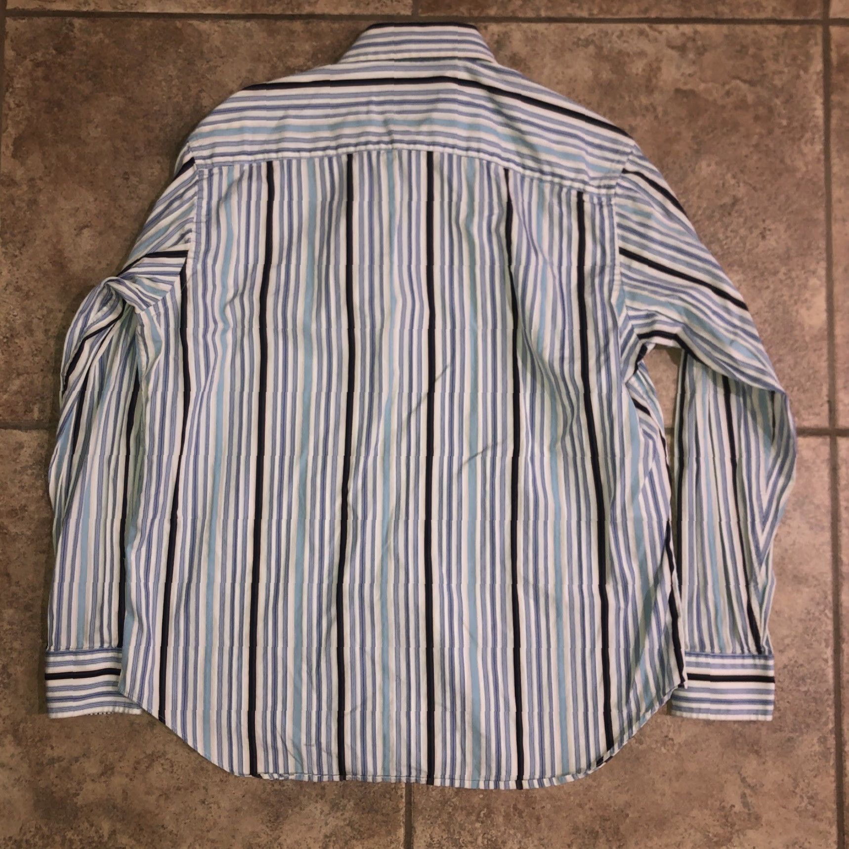 BUGATCHI Bugatchi Uomo Blue Striped Longsleeve Button Shirt Mens XL Regular Button-Up Long Sleeve Blue Striped Mens XL Size US XL / EU 56 / 4 - 4 Thumbnail