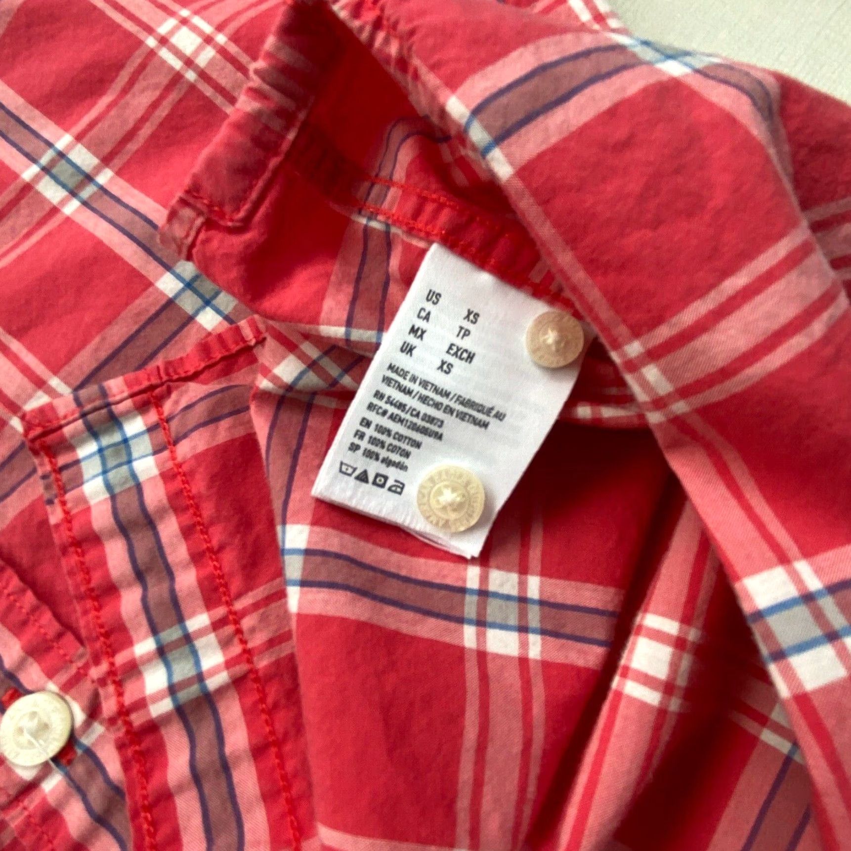 American Eagle Outfitters American Eagle Womens Plaid Button Up Shirt XS Pink Seriously Soft Classic Fit Size XS / US 0-2 / IT 36-38 - 4 Thumbnail