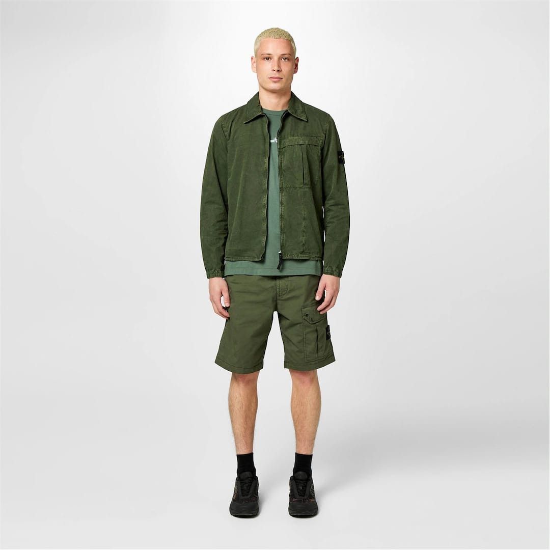 Stone Island o1g2r1mq0526 Washed Cotton Long Sleeve Overshirt in Green Size US XL / EU 56 / 4 - 5 Thumbnail