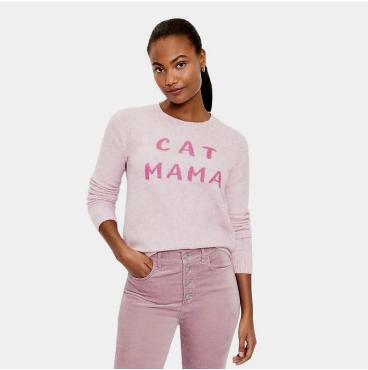 Loft Loft Pink “Cat Mama” Sweater Size M / US 6-8 / IT 42-44 - 1 Thumbnail