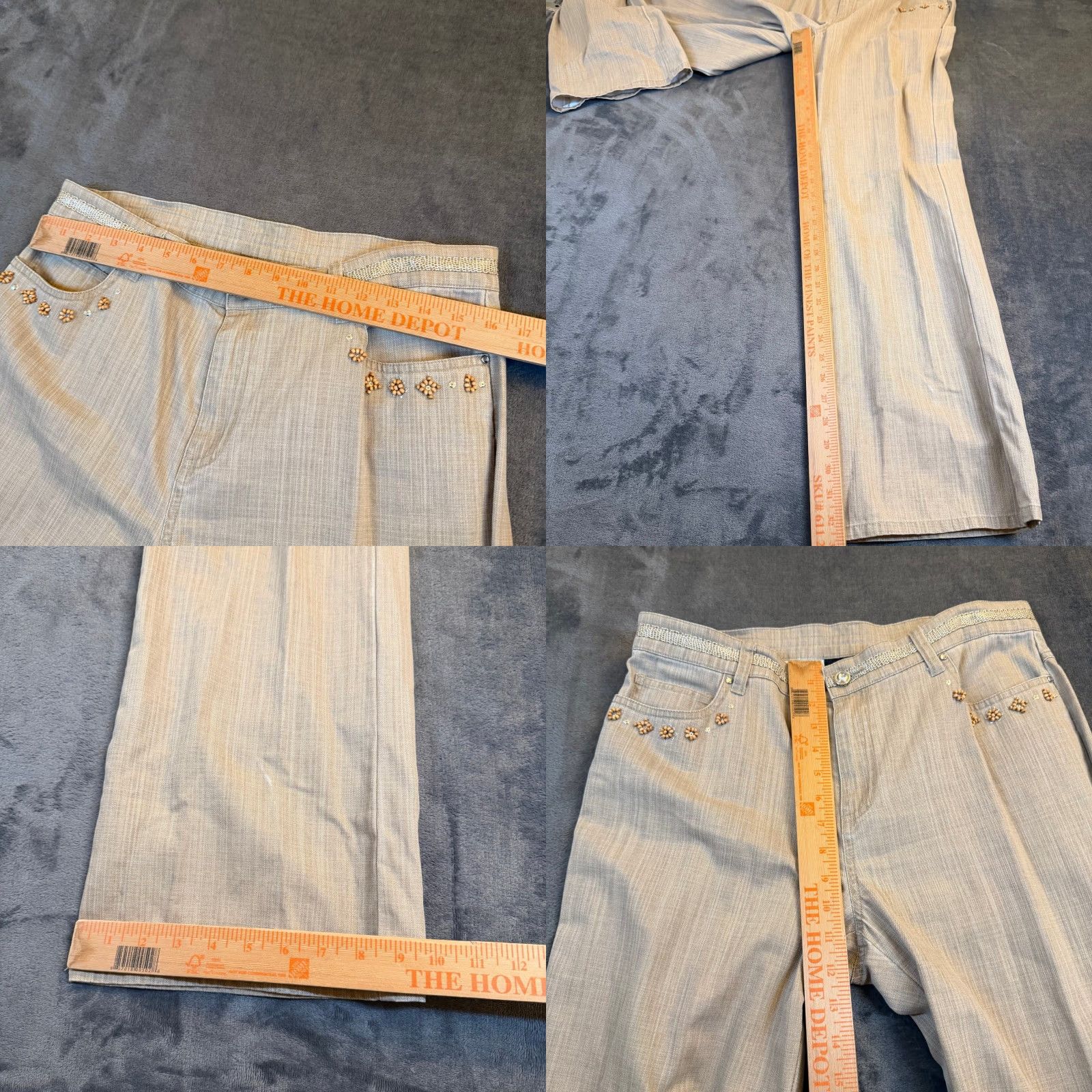 Vintage VINTAGE City Girl Nancy Bolen Tan Beaded Denim Jacket and Pants Set Womens Size Large Size 36" / US 14 / IT 50 - 10 Thumbnail