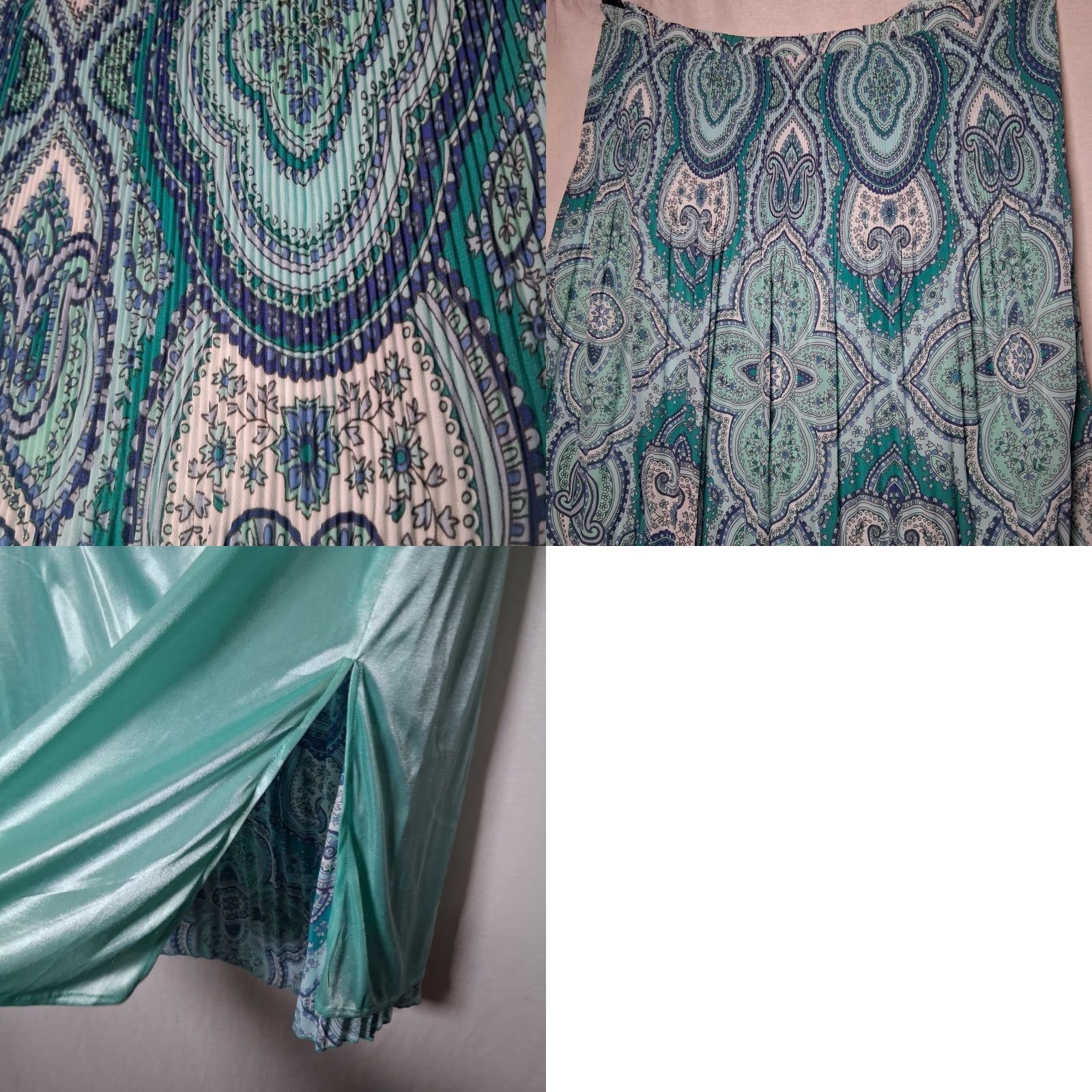 Vintage VINTAGE Jackyn Smith Maxi Skirt Plus Size 2X Long Blue Paisley Pleated Boho Lined Women Skirt Size 40" / US 18 - 9 Thumbnail