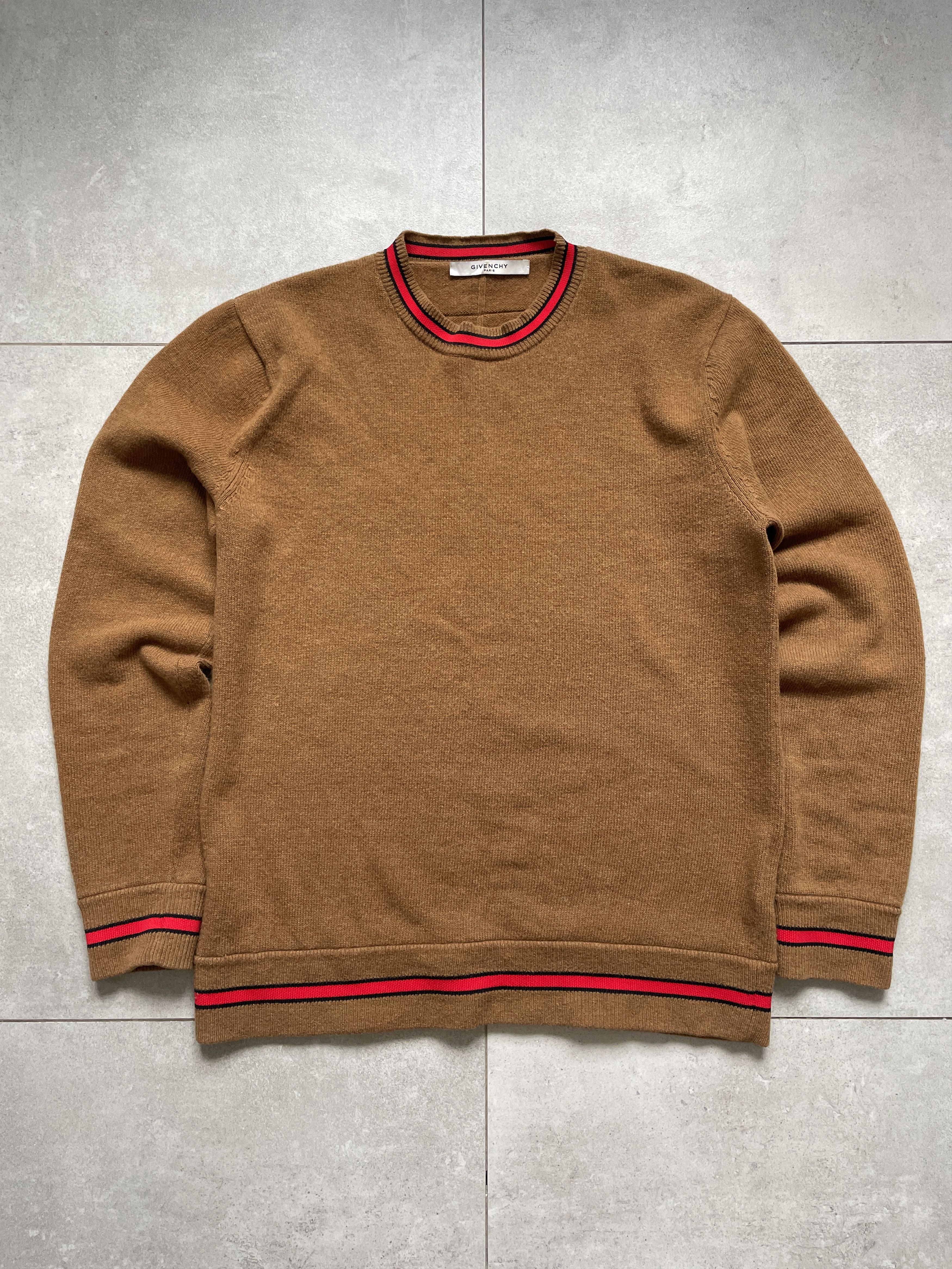 Givenchy GIVENCHY BROWN RED STRIPE WOOL SLIM FIT SWEATER Size US L / EU 52-54 / 3 - 1 Thumbnail