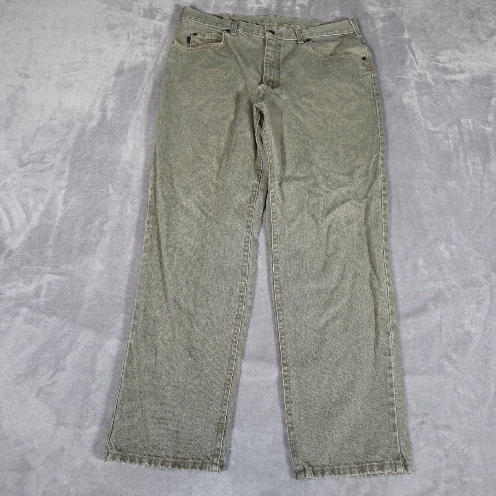 Denime VINTAGE Denim Riders Jeans Mens 35x30 Green Made In USA Regular Fit Cotton Size US 35 - 3 Thumbnail