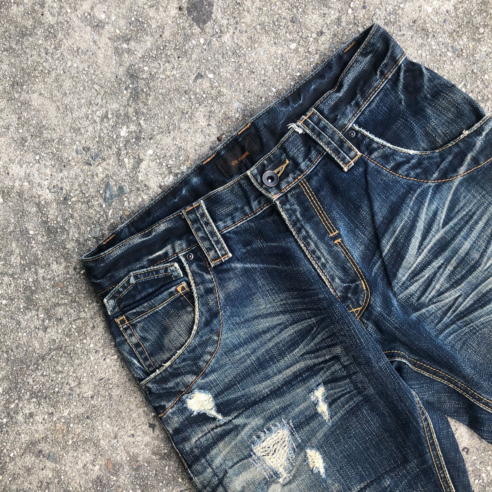 Tete Homme Tete Homme Distressed Flared Jeans Size US 31 - 9 Thumbnail