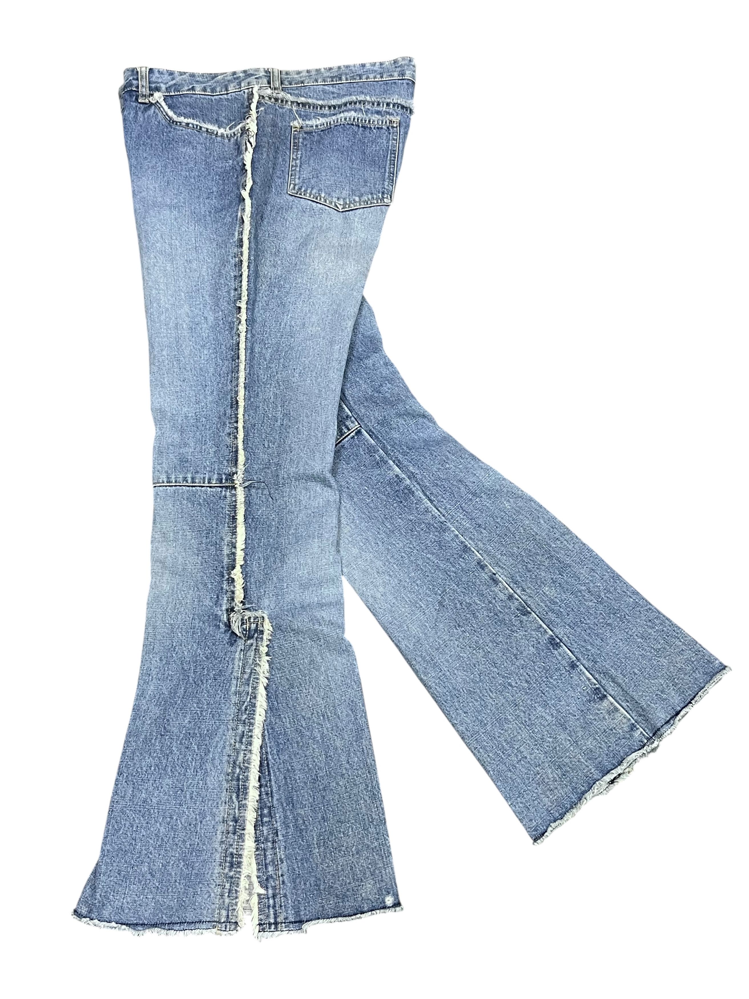 Japanese Brand Vtg Playchess Japan Hem Cut Side Flare Denim Light Wash Size 32" / US 10 / IT 46 - 1 Thumbnail
