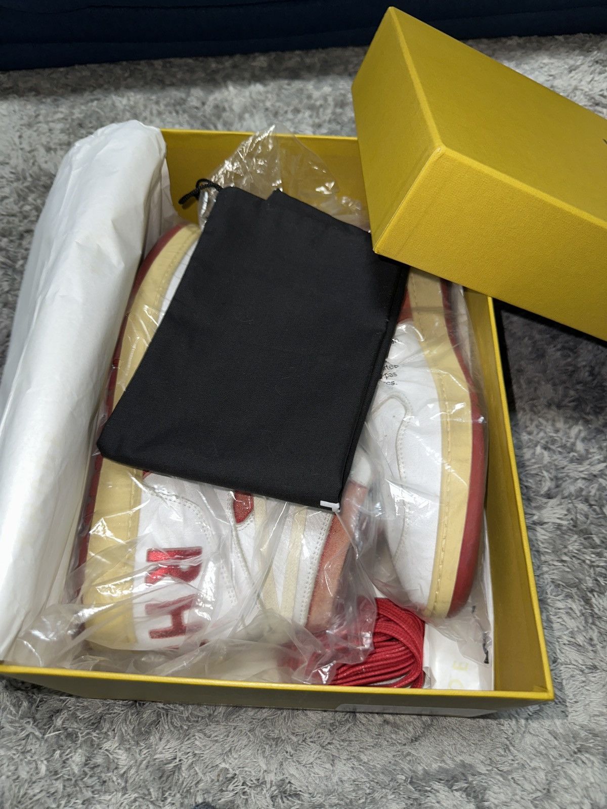 Rhude Rhude White/Red leather BBall Hi Top Sneaker Size US 11 / EU 44 - 9 Thumbnail